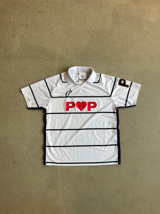 Pop Trading Company Heart Striped Polo White Large