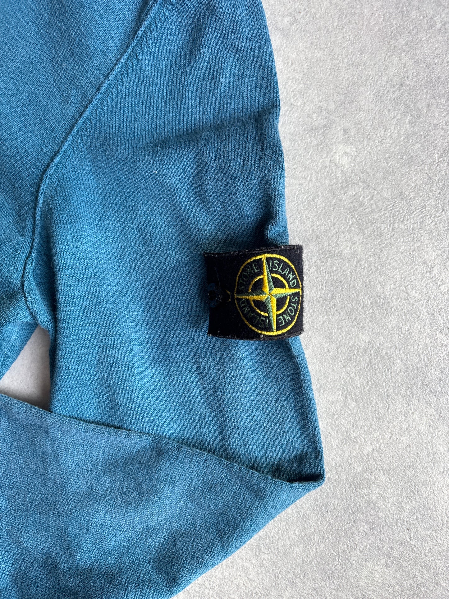 Stone Island Zip Up Garment Dyed Hoodie L