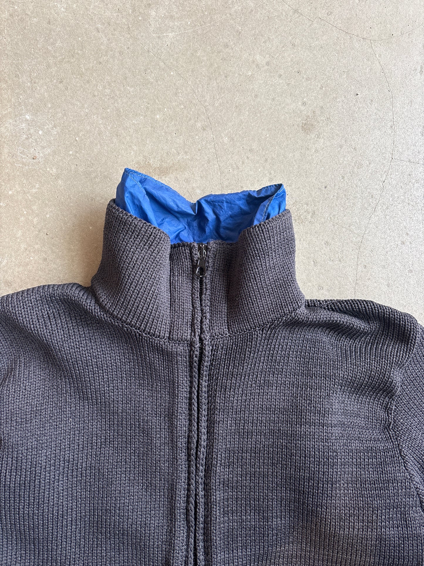 Stone Island Knitted Grey & Blue Nylon Jacket L