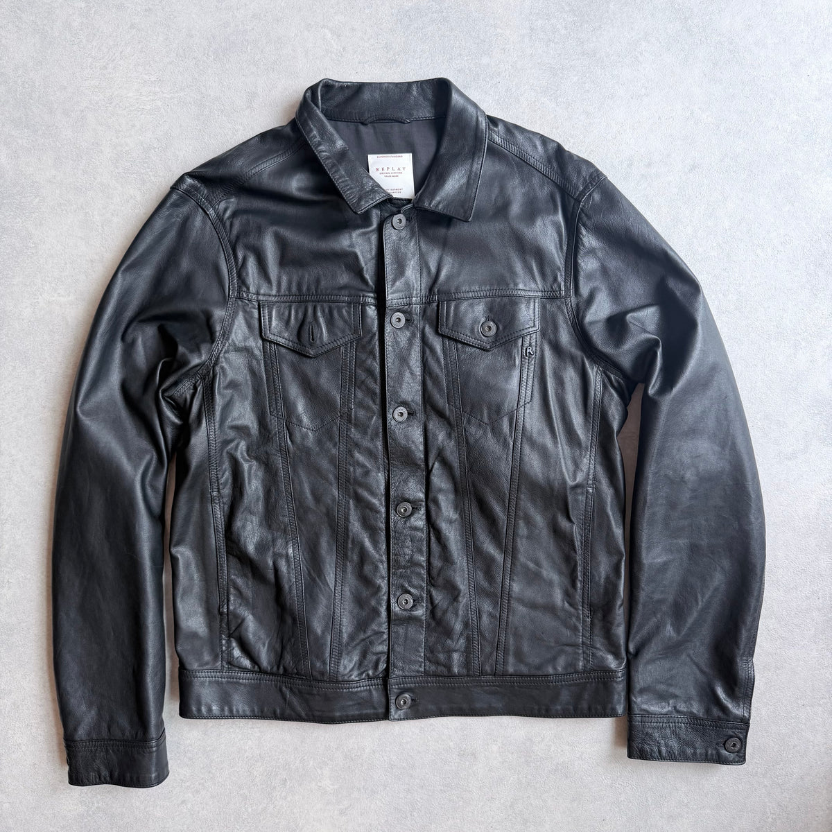 Replay Leather Denim Jacket XL