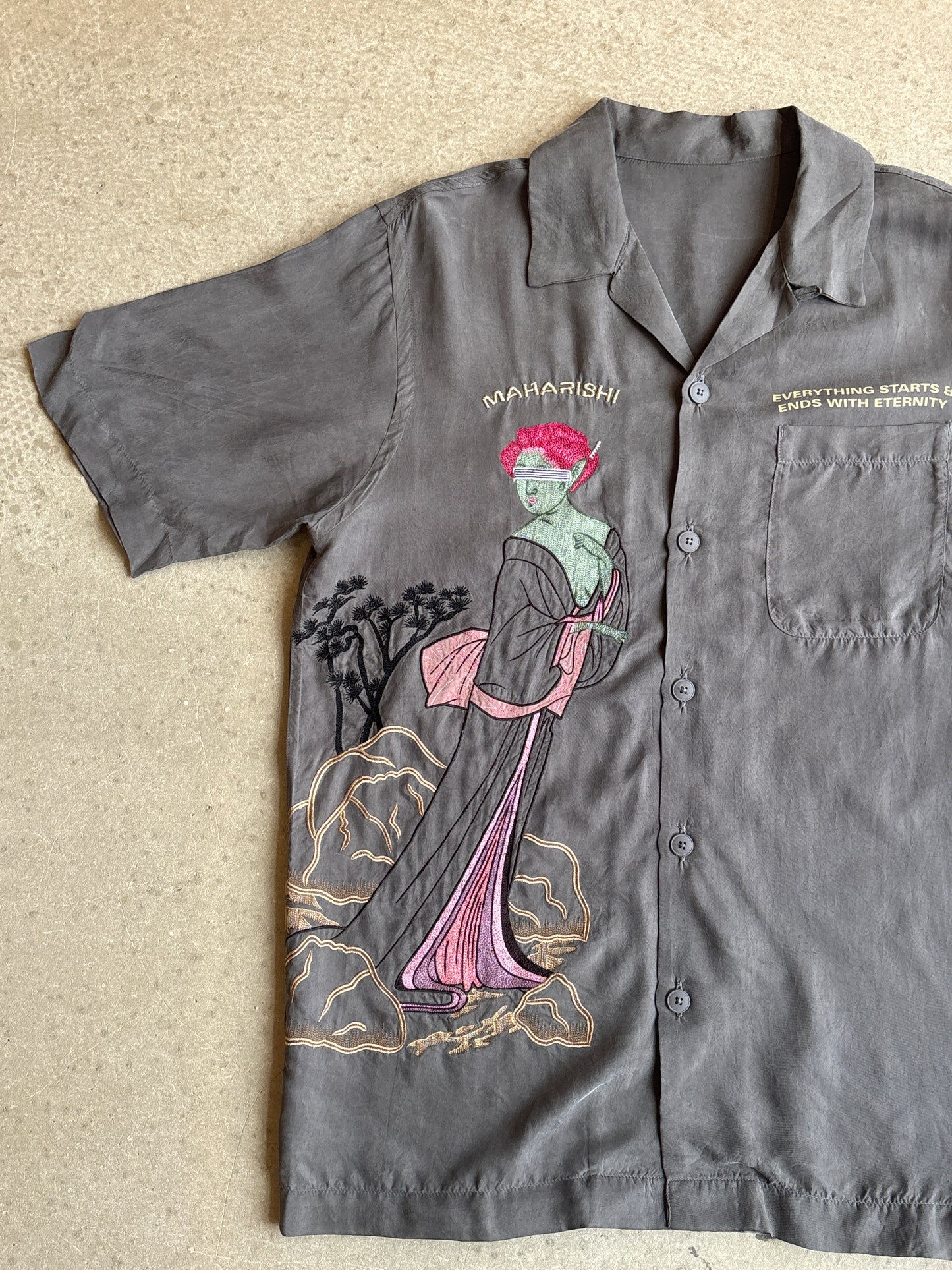 Maharishi Space Geisha Emrboidered shirt grey Size S