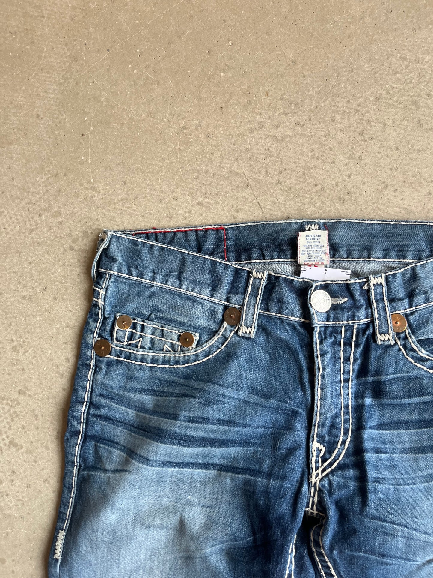 True Religeon Bobby Super T White Stitch Size 36