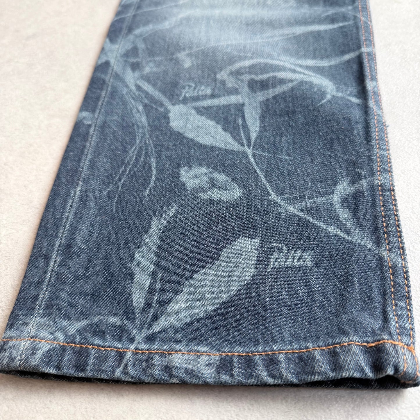 Patta Leaves Laser Printed Denim Jeans W 32 L 32