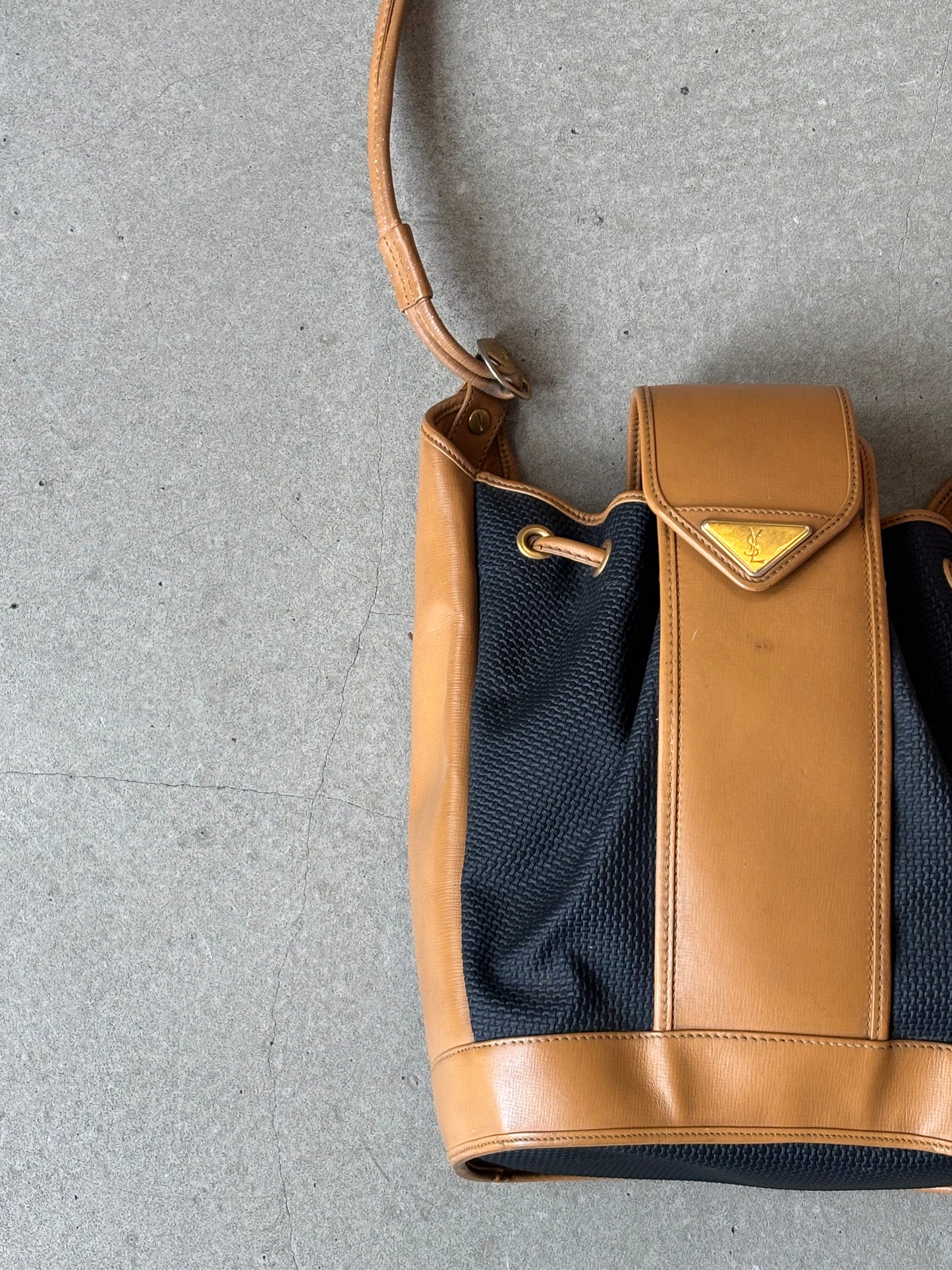 Yves Saint Laurant Drawstring Bucket Bag Brown