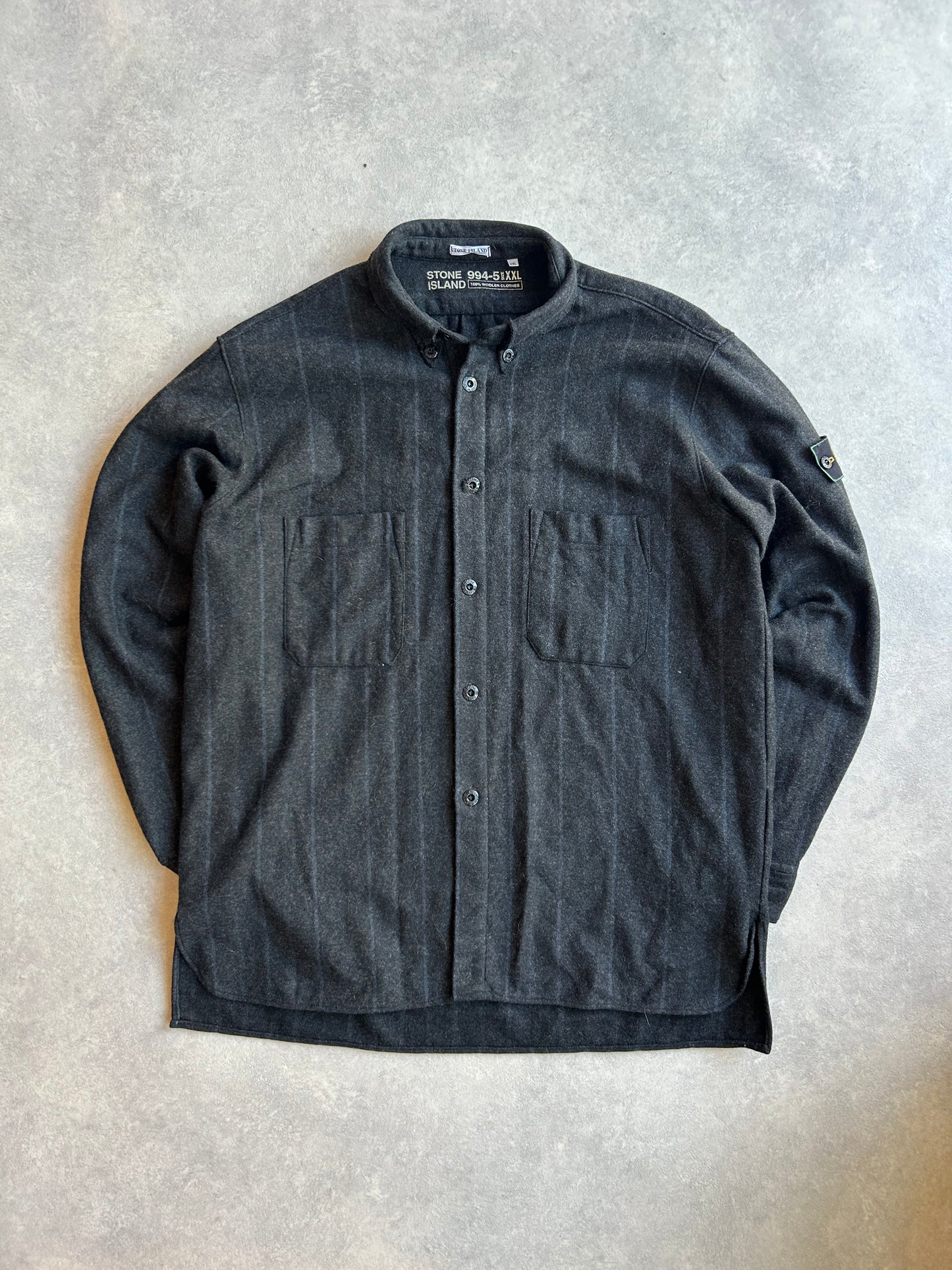 Stone Island 1995/96 Green Edge Wool Overshirt XXL