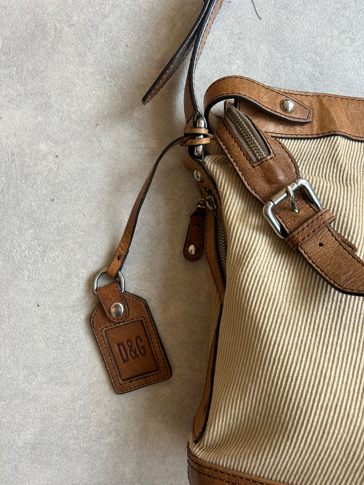 Dolce & Gabbana Corduroy Belt Cross Body Bag Brown