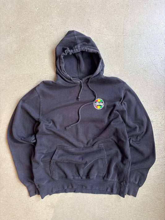 Vintage Stussy Designs Pullover Hoodie USA Reggea Surf Rydim For Jah Irie Feelin Size L