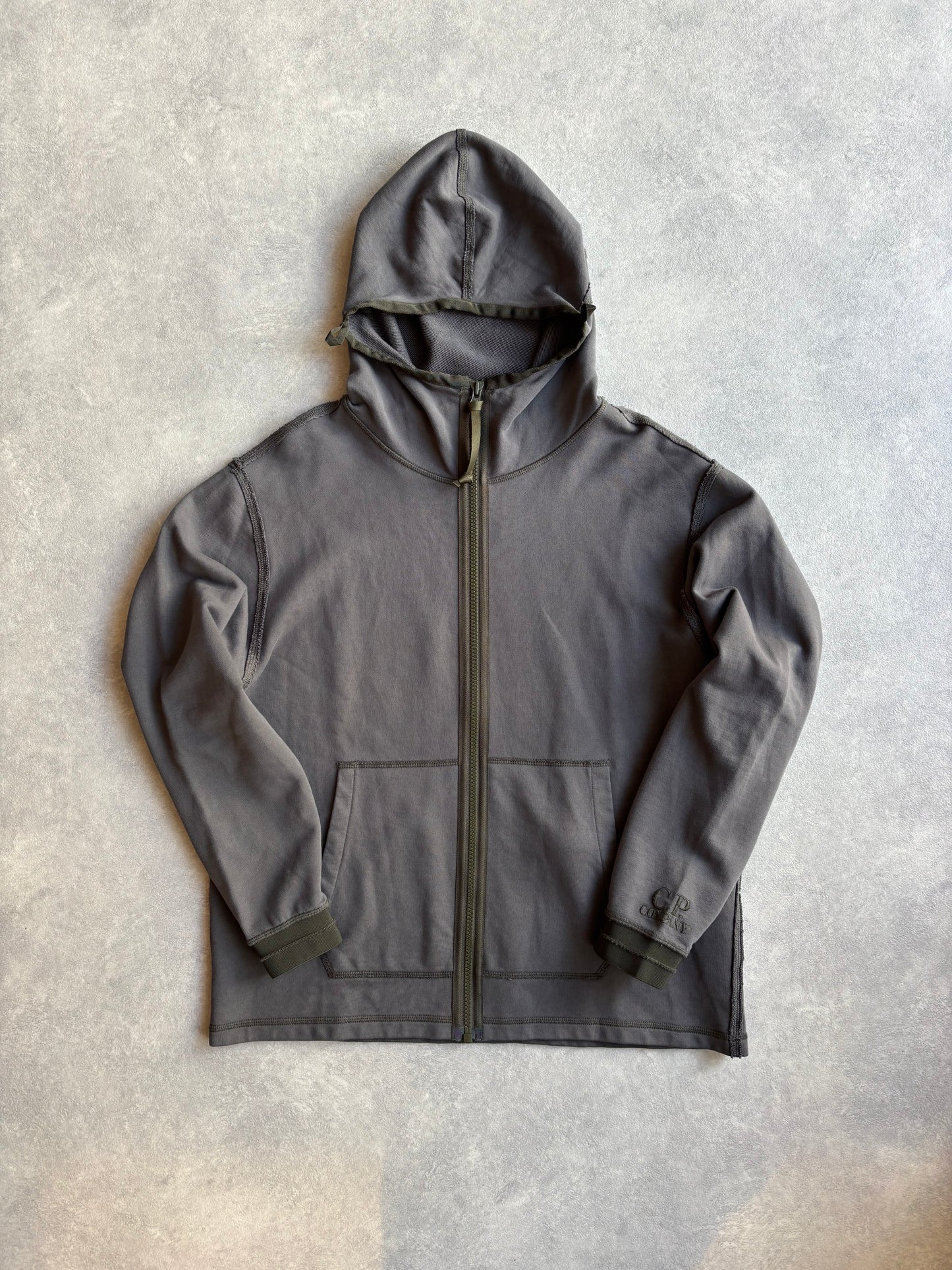 C.P. Company Zip Hooded Sweat Open Smoked Pearl