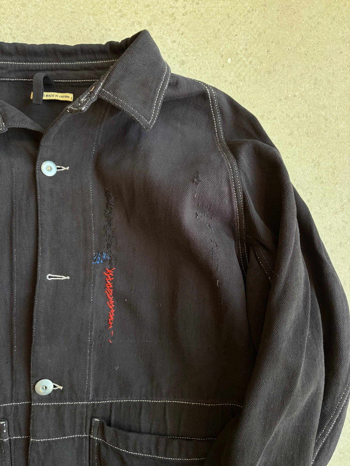 Vintage Japanese Stitched Workwear Jacket Black XL