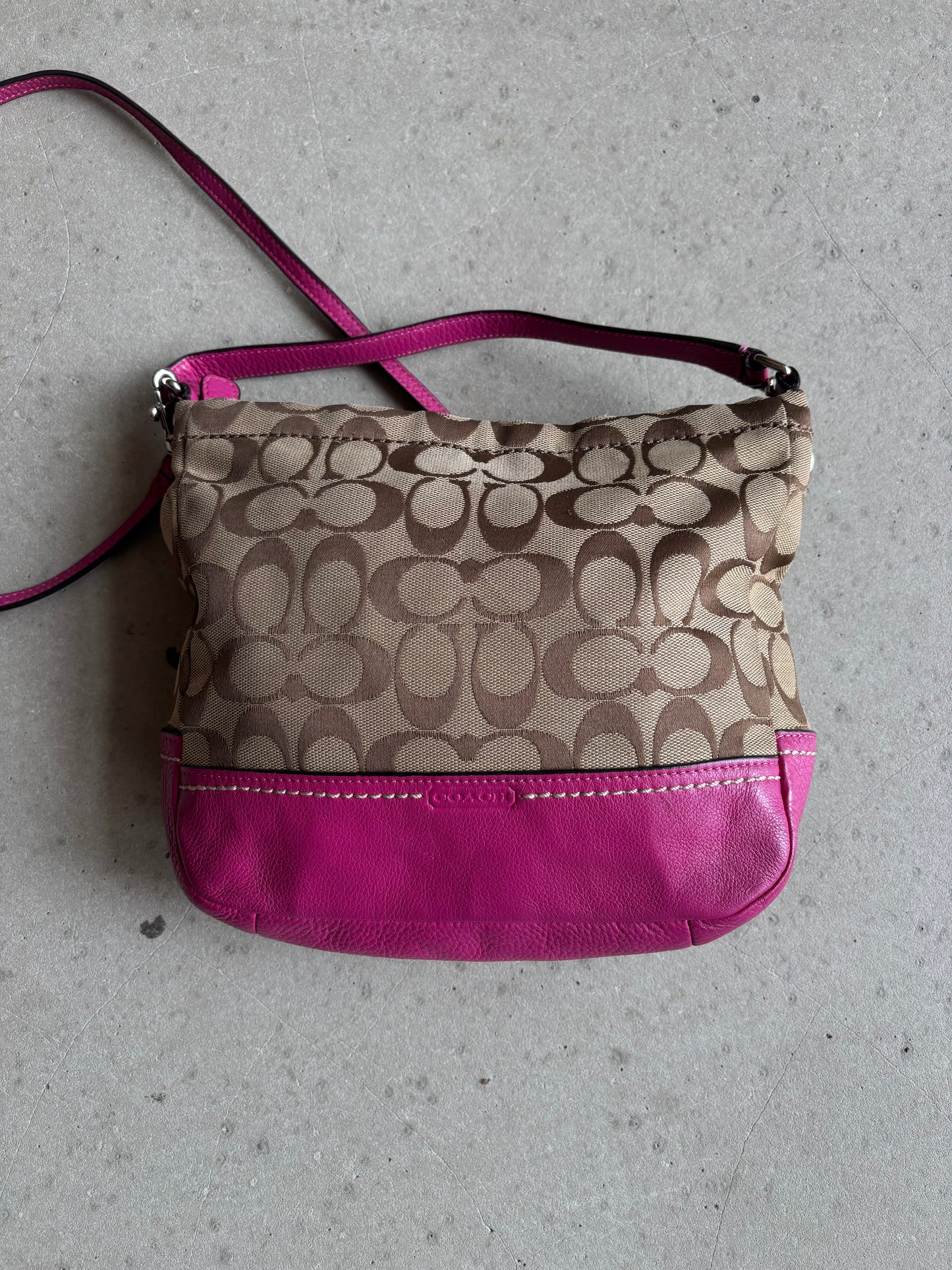 Coach Signature Two-way Cross Body Bag Pink