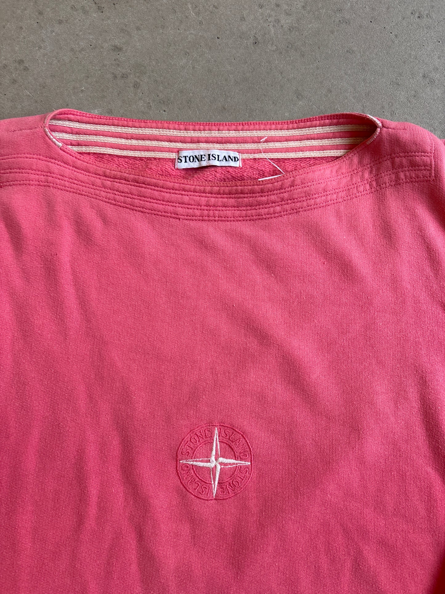 Stone Island Cropped Wide Neck Sweater Coral Orange L