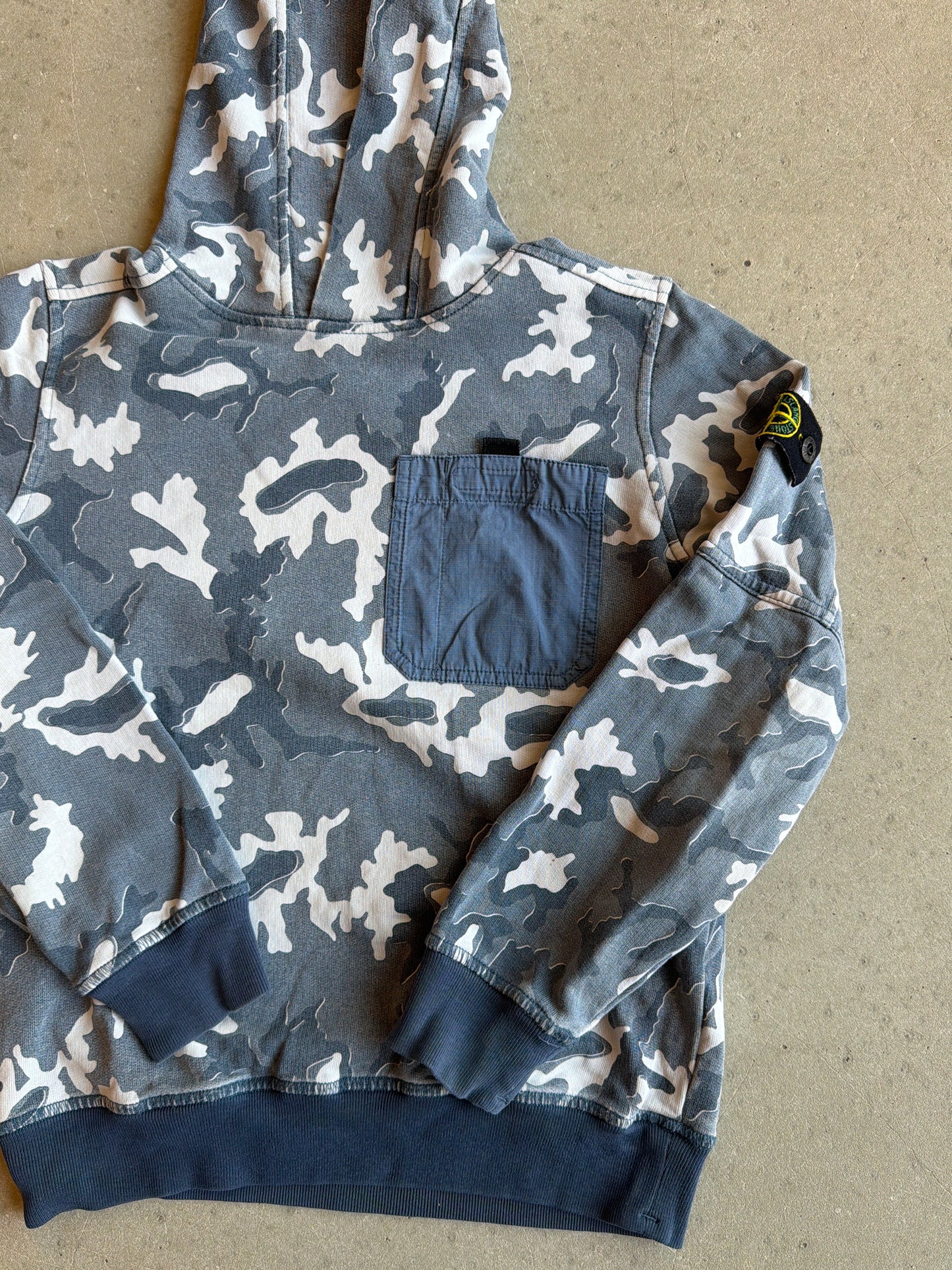 Stone Island Camo Hoodie Navy 10 Y / 142