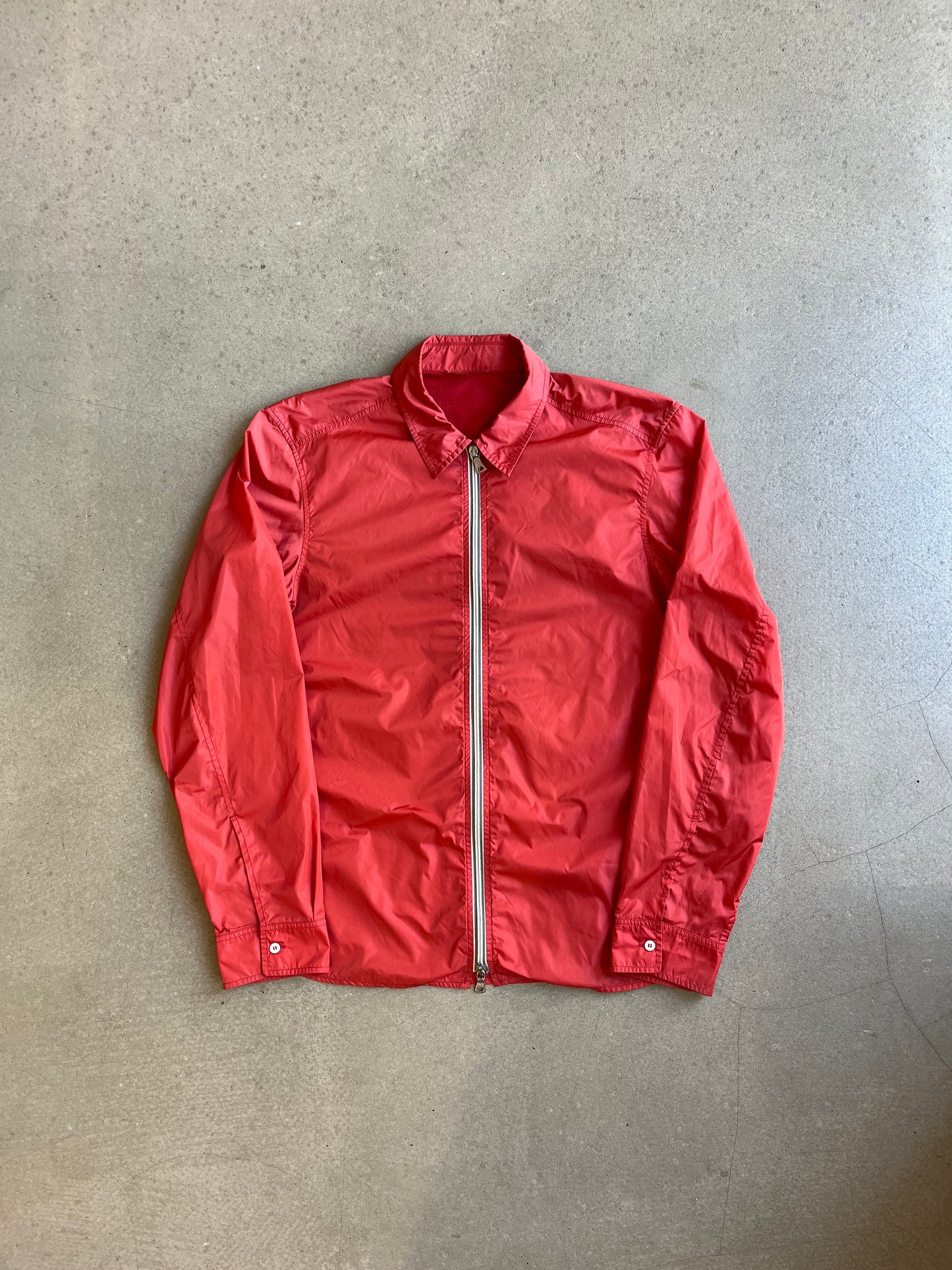 Prada Zip Up Nylon Overshirt Red Large