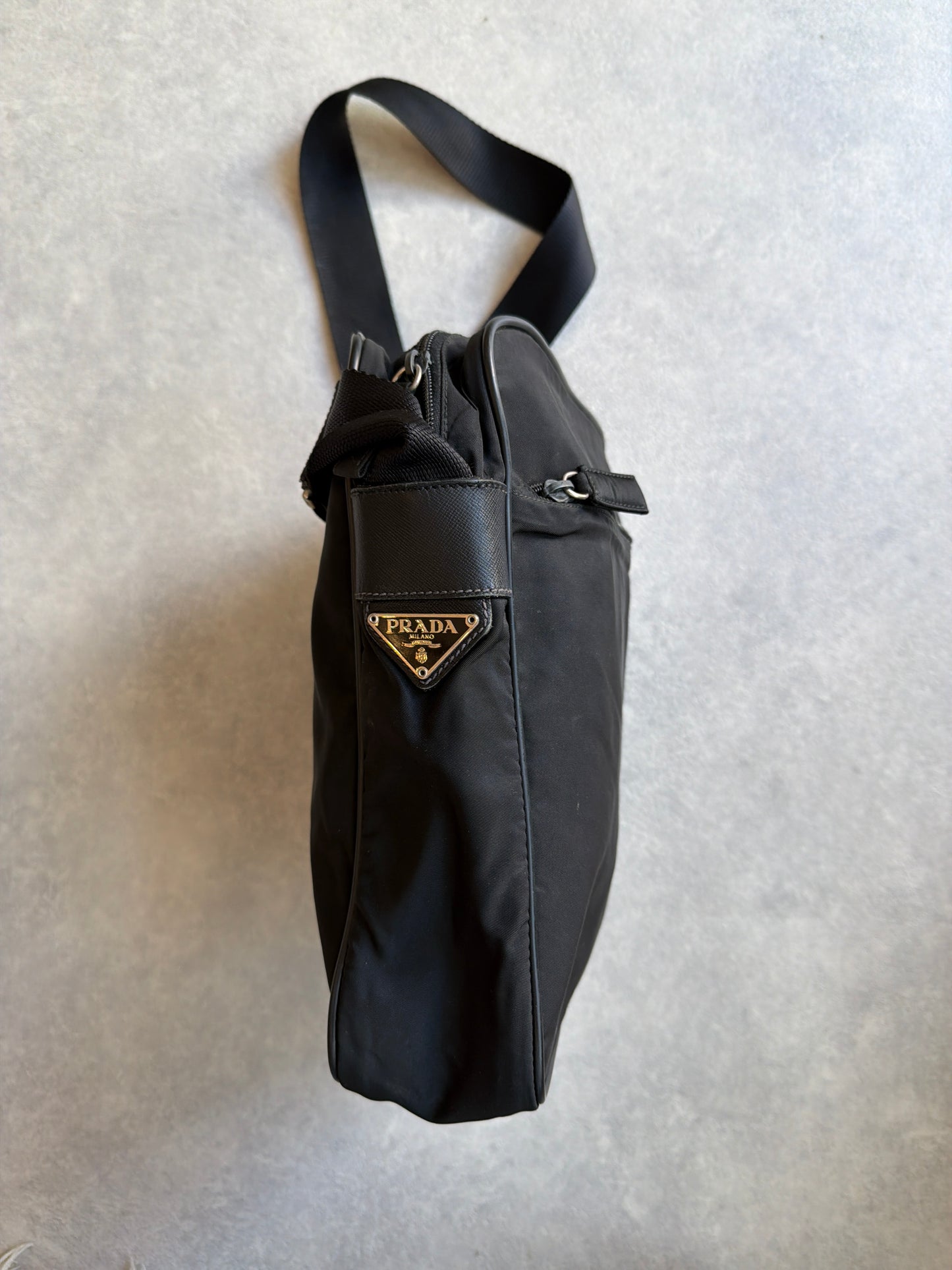 Prada Bag Nylon Messenger Bag Black Steel