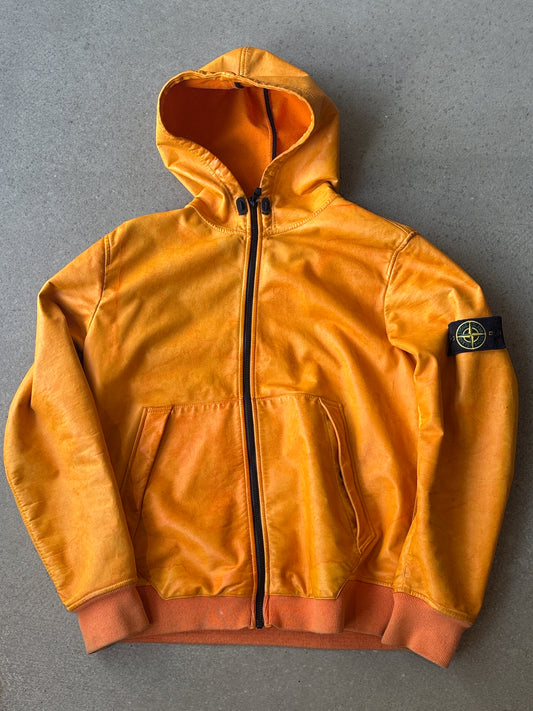 Stone Island Lightweight Leather Felpa Jacket Orange XL