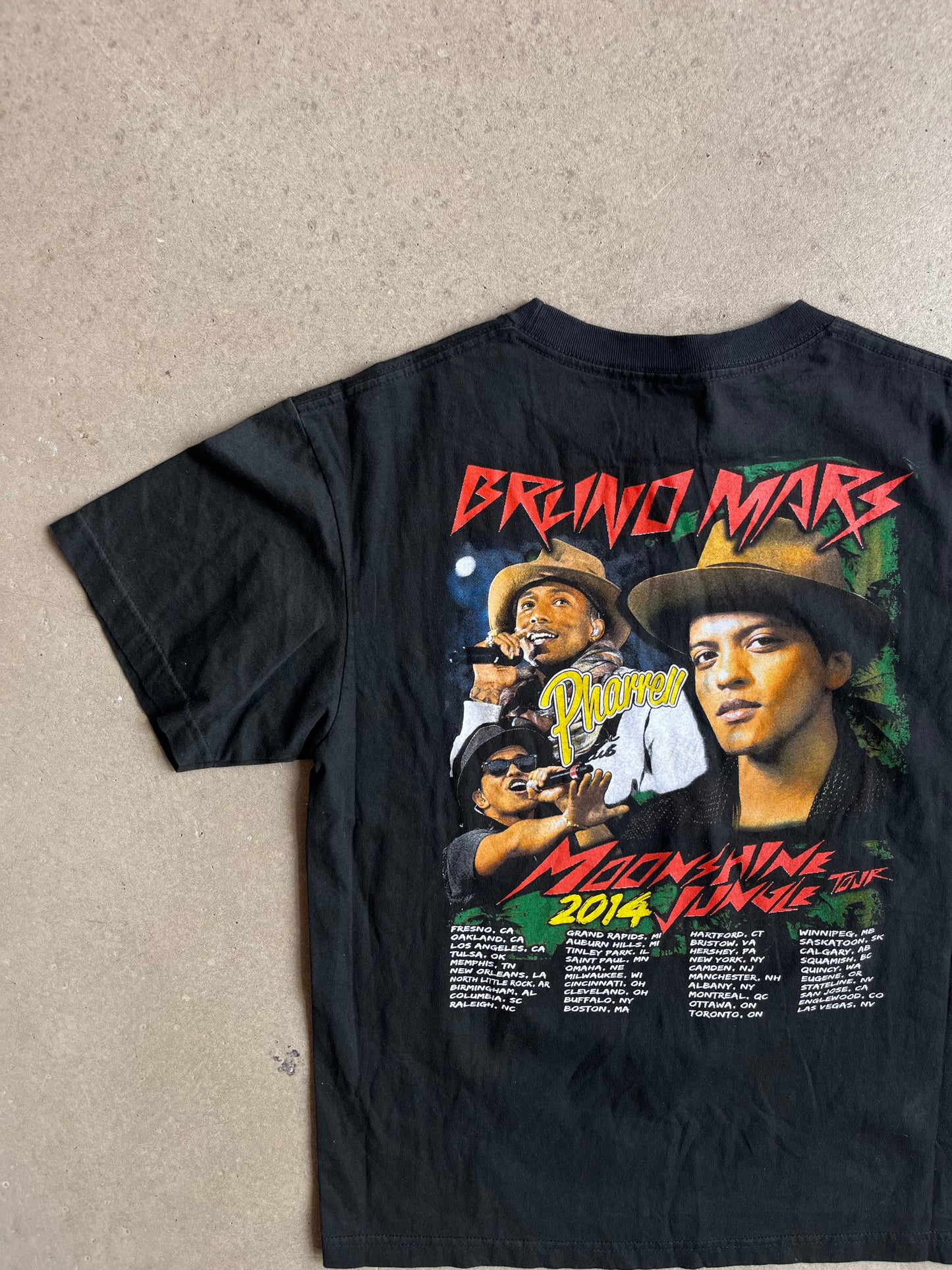 2014 Bruno Mars Moonshine Jungle Tour Tee Black Medium