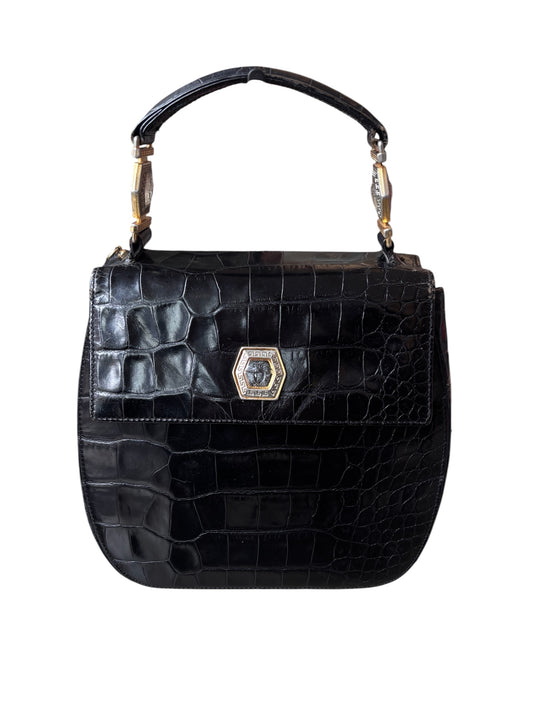 Versace Hand Bag Leather Black
