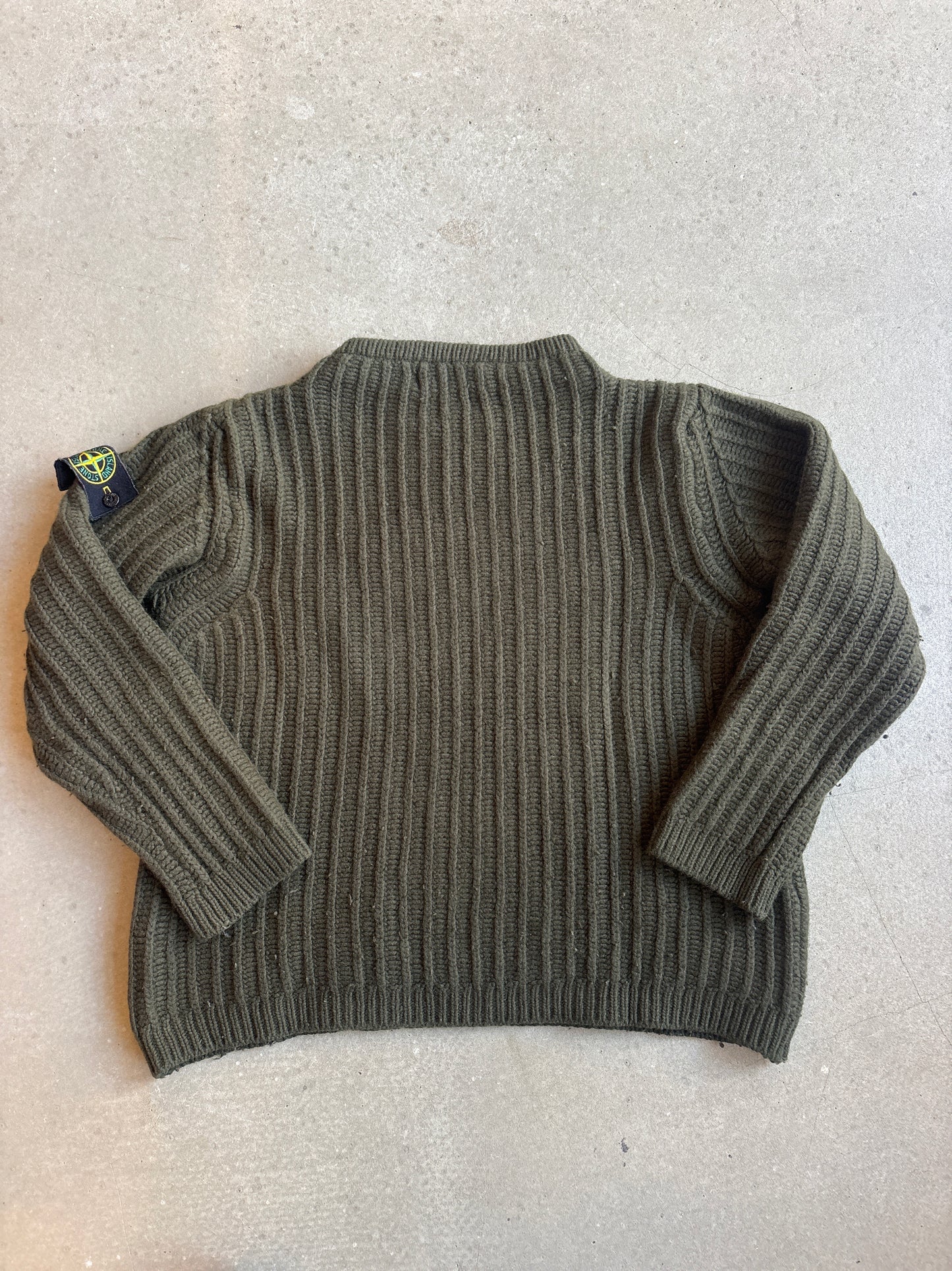 Vintage Stone Island Heavy Knit Sweater Green Large (Fit S)