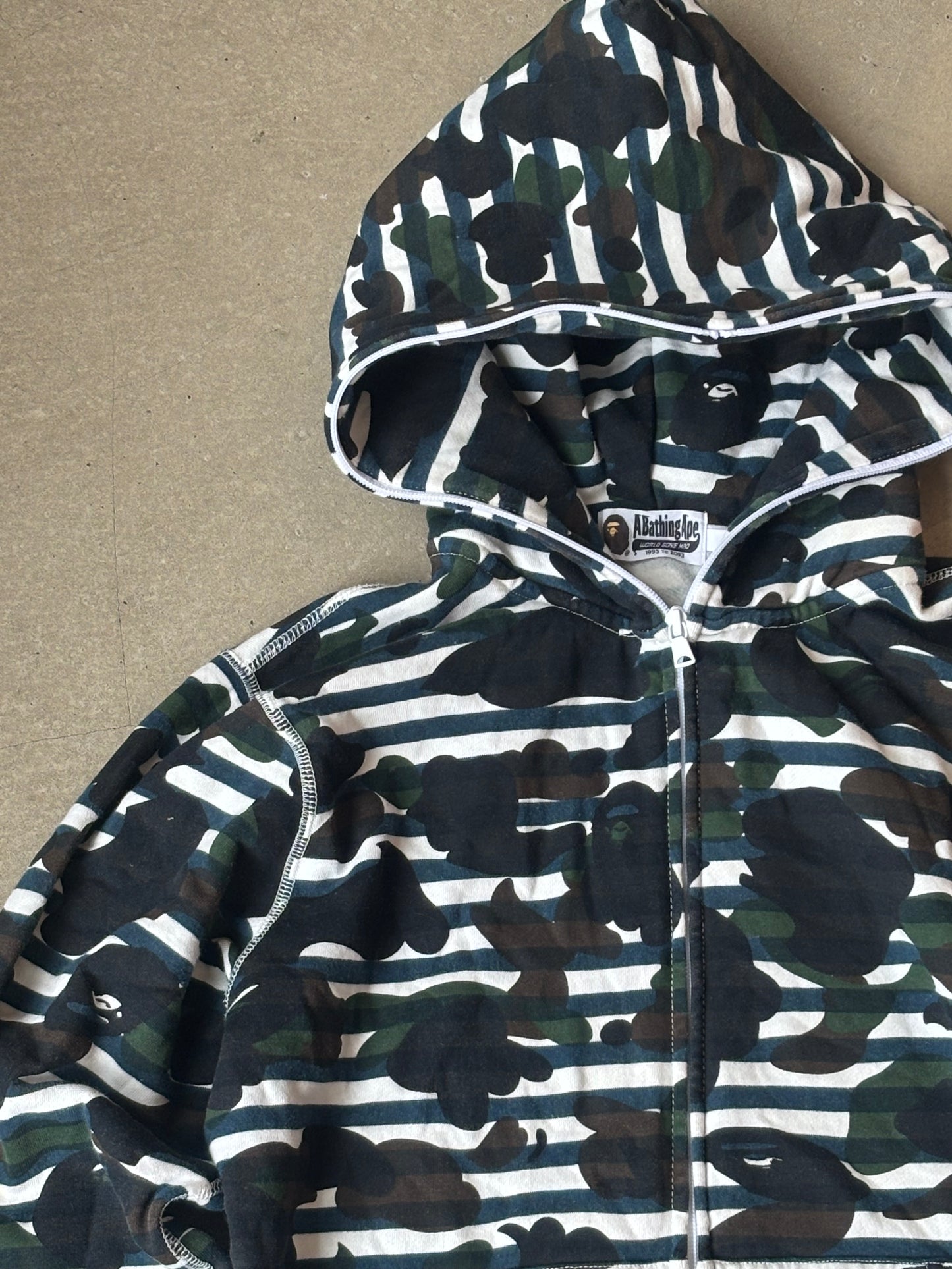 Bape Hoodie Striped Camo L
