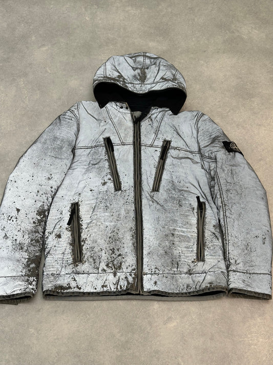Stone Island Liquid Reflective Jacket Silver XL