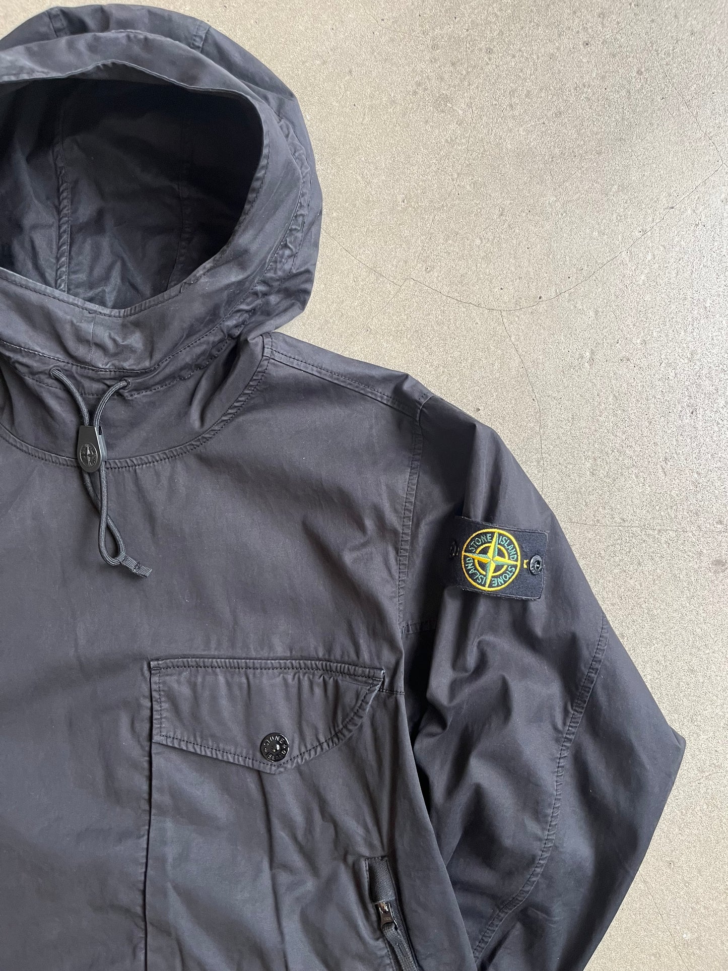 Stone Island Brushed Cotton Hooded Overshirt Black S