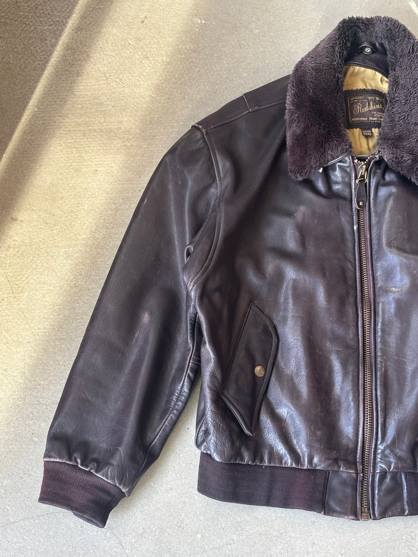 Redskins Leather Pilot Jacket Brown XXXL
