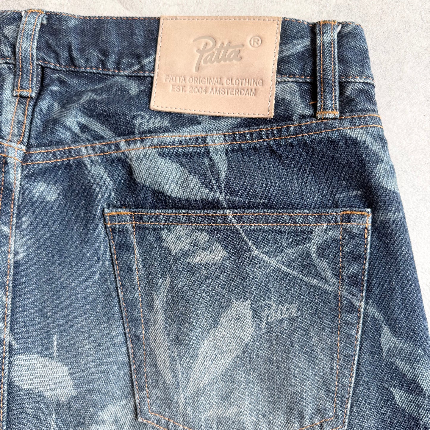 Patta Leaves Laser Printed Denim Jeans W 32 L 32
