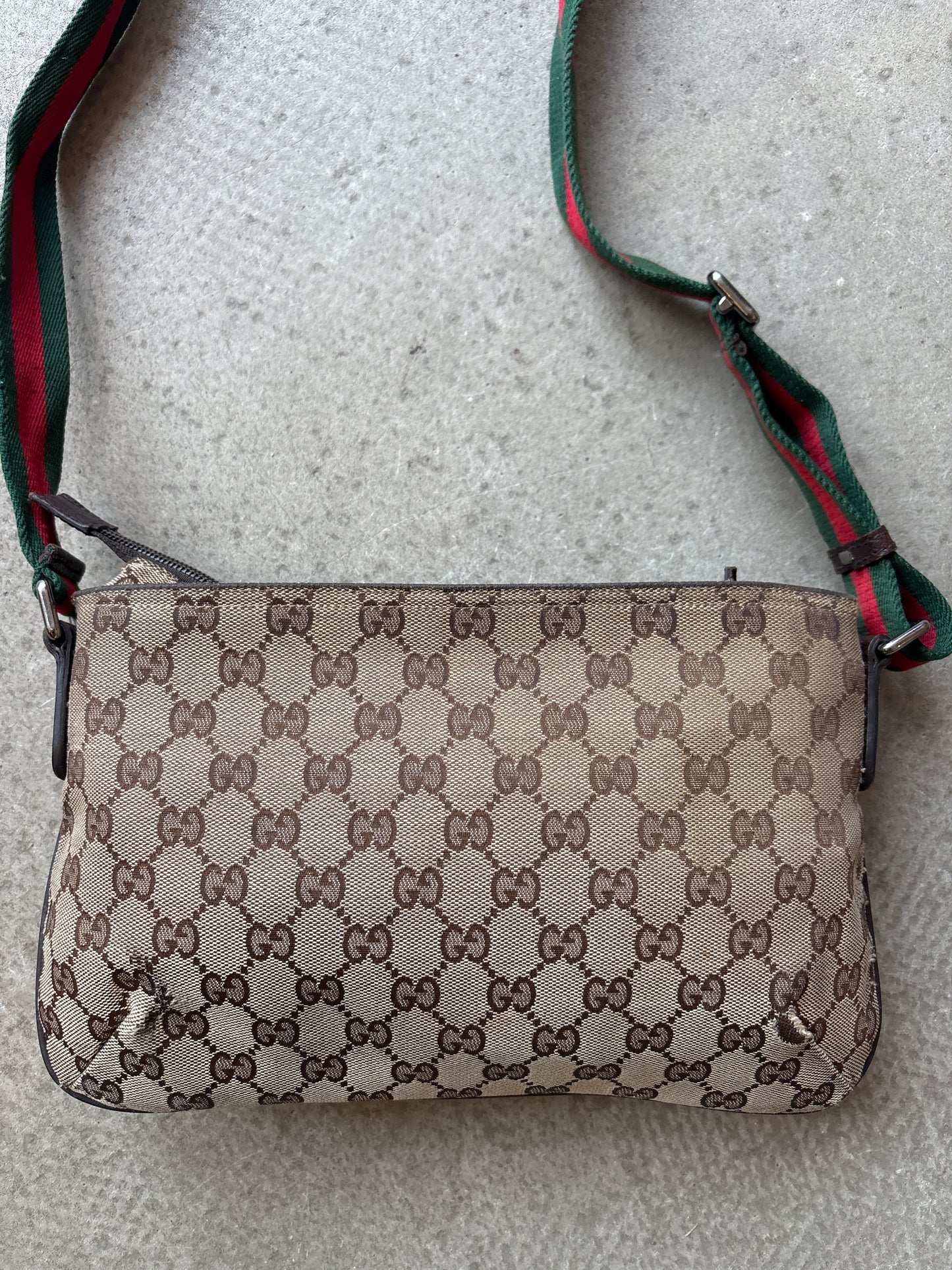Gucci Monogram Sherry Line Cross Body Bag Brown