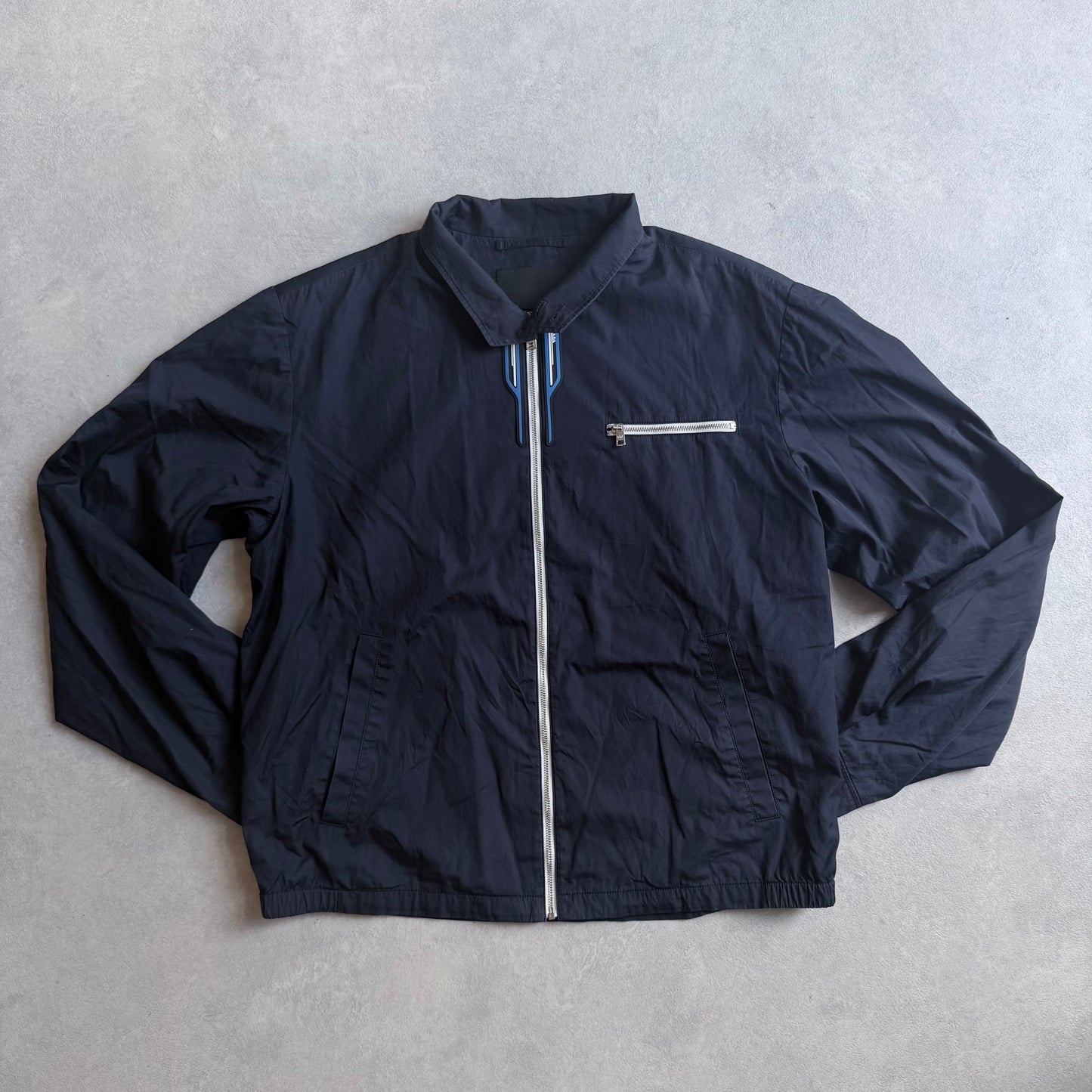 Prada Logo Patch Work Jacket Navy Blue XL