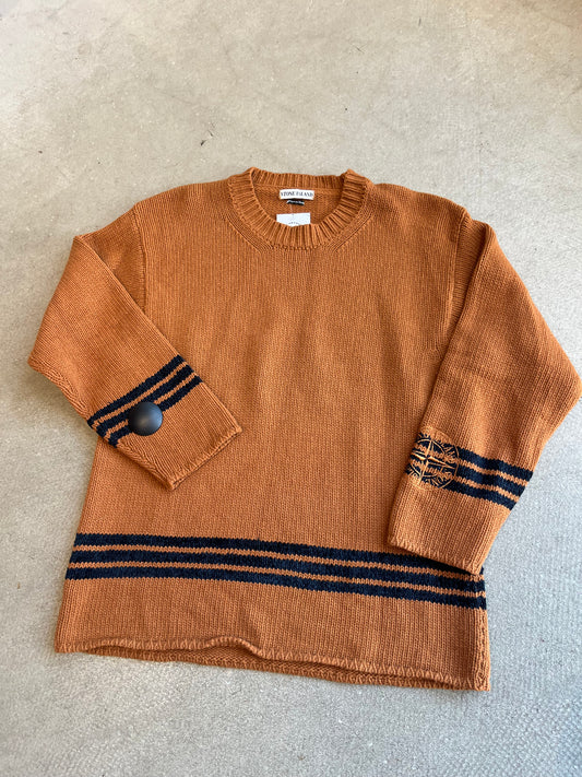 Vintage Stone Island Arm Logo Knit Brown Medium