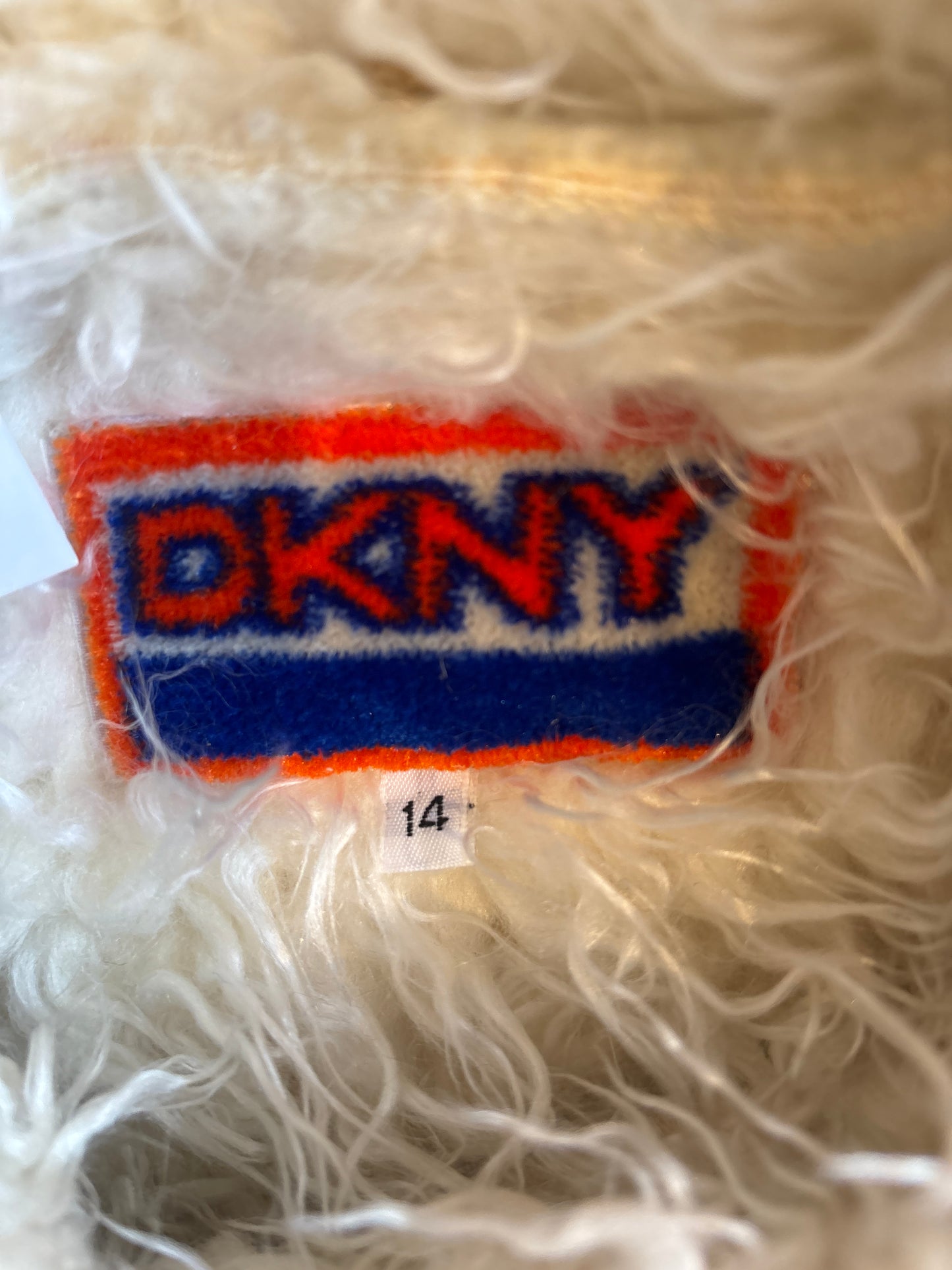 DKNY Faux Fur Coat White M