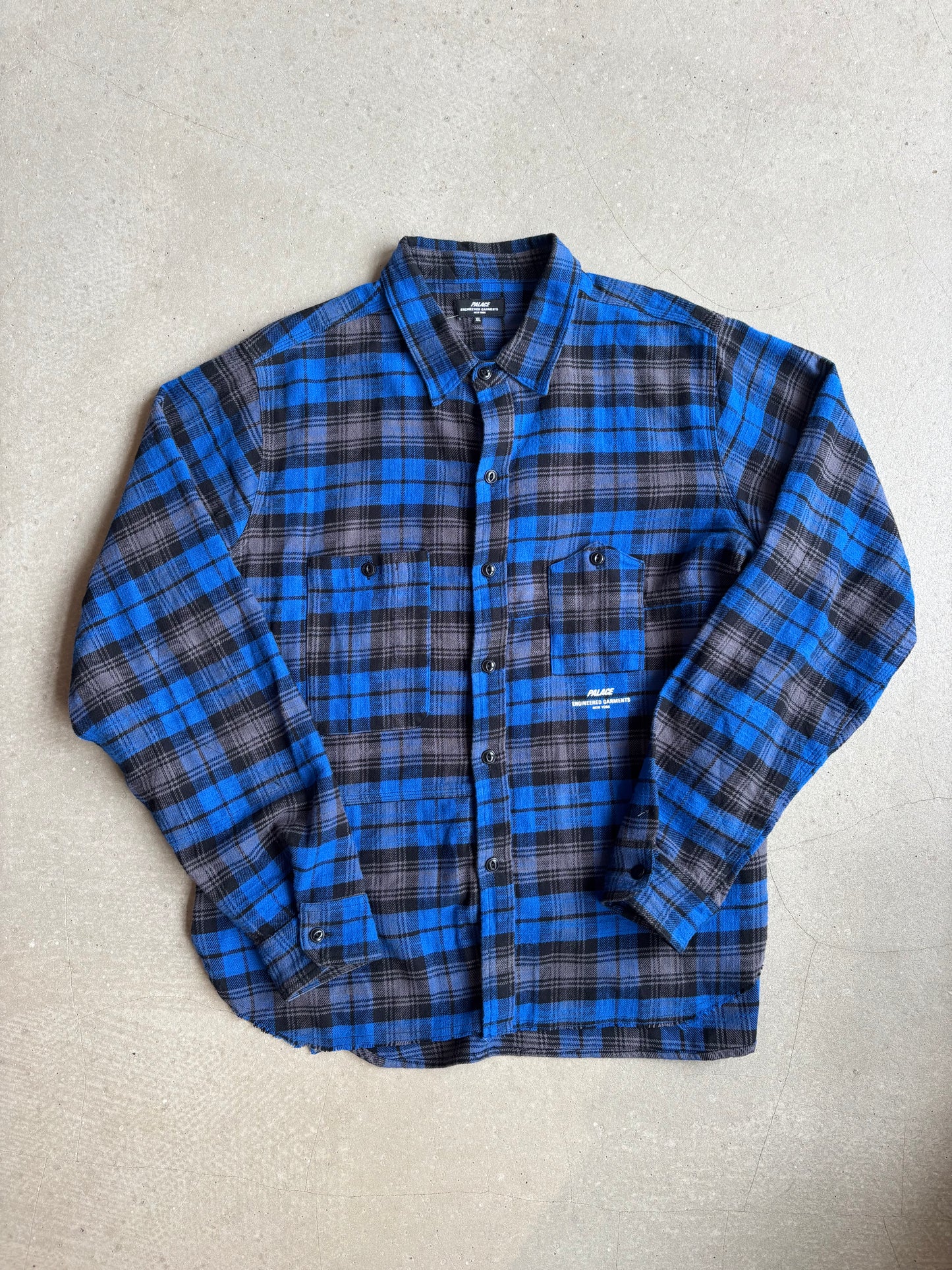 Palace x Engineered Garments Panel Check Blue Work Shirt