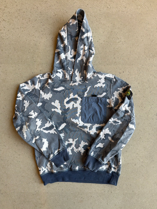 Stone Island Camo Hoodie Navy 10 Y / 142