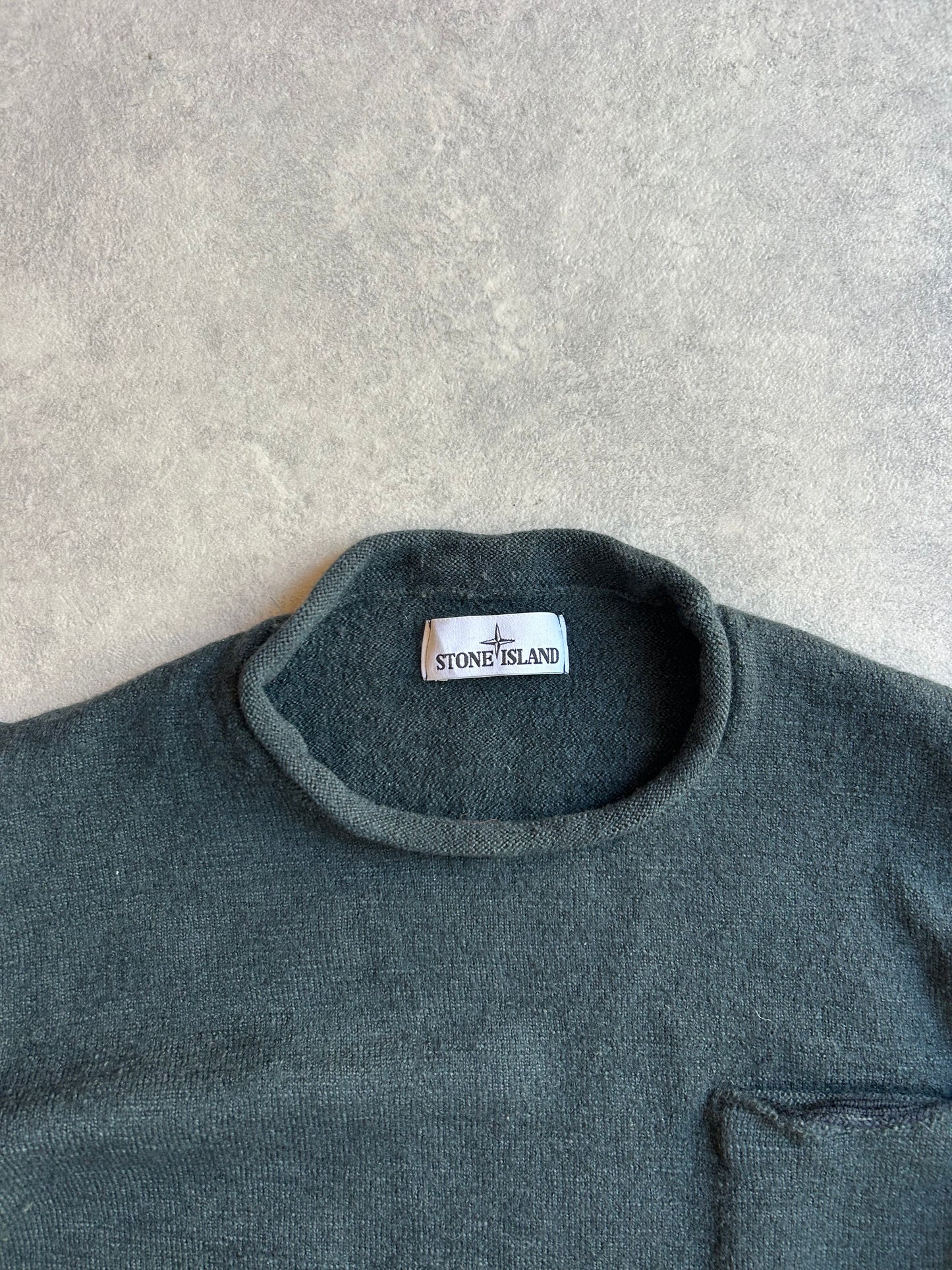 Stone Island Dark Green Cut Turtle Wool Sweater XXL