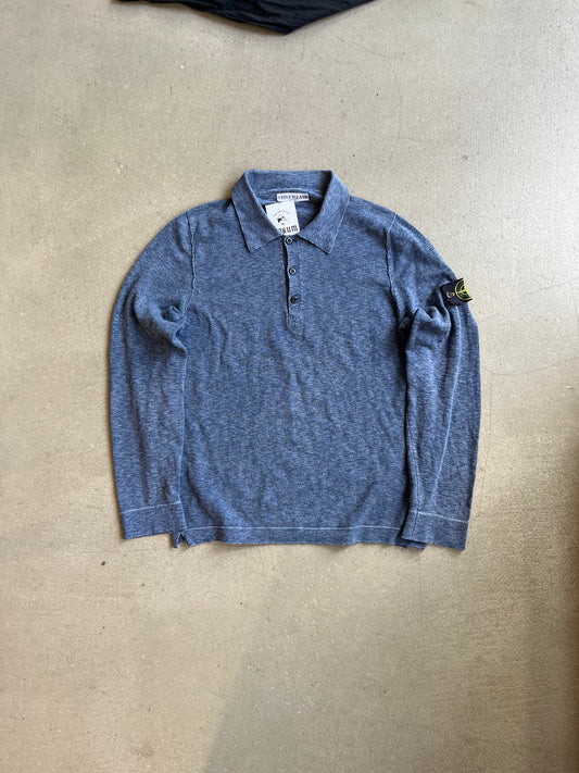 Stone Island Polo Longsleeve Blue Large