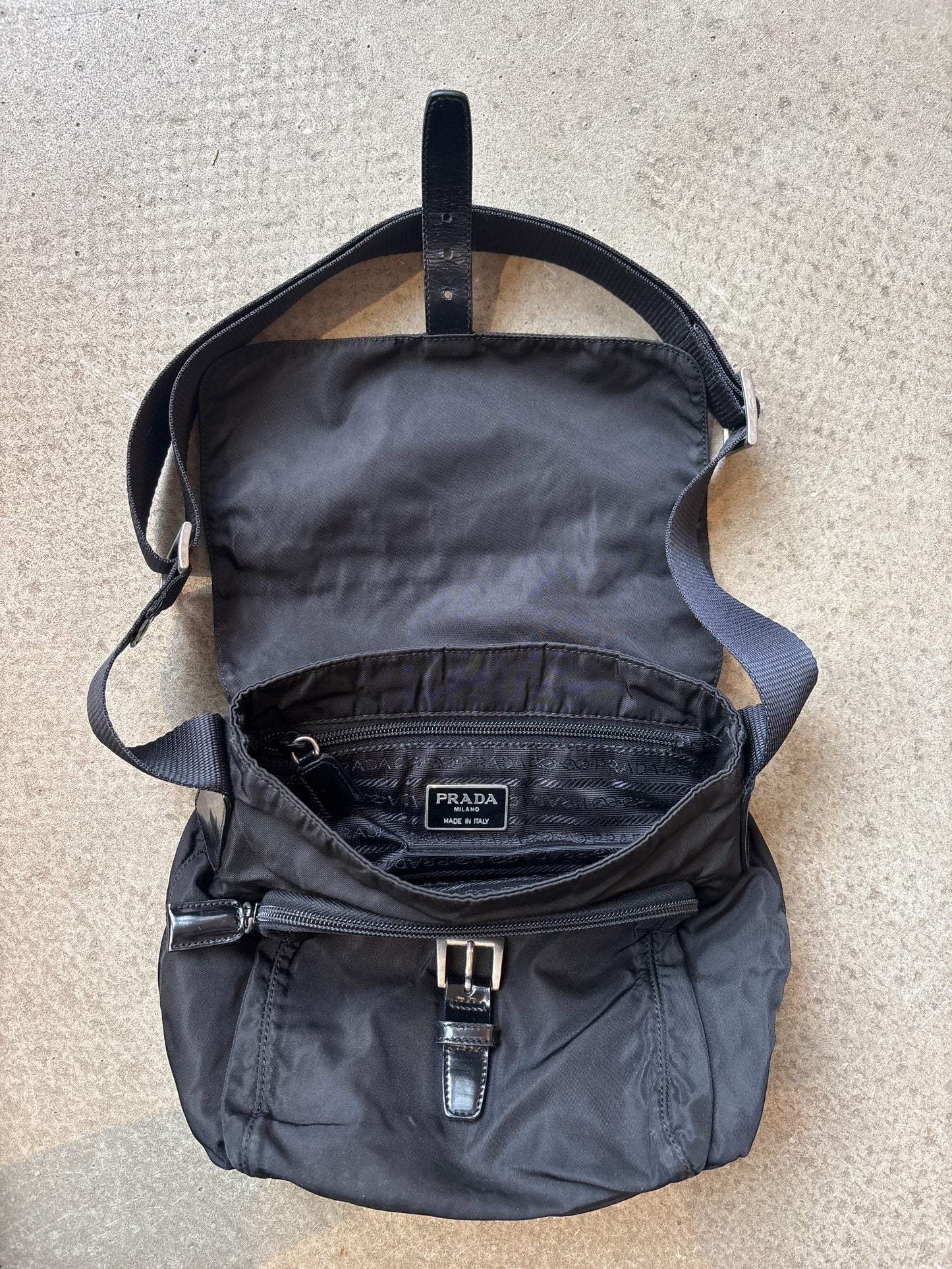 Prada Nylon Single Strap Messenger Mini Bag Black