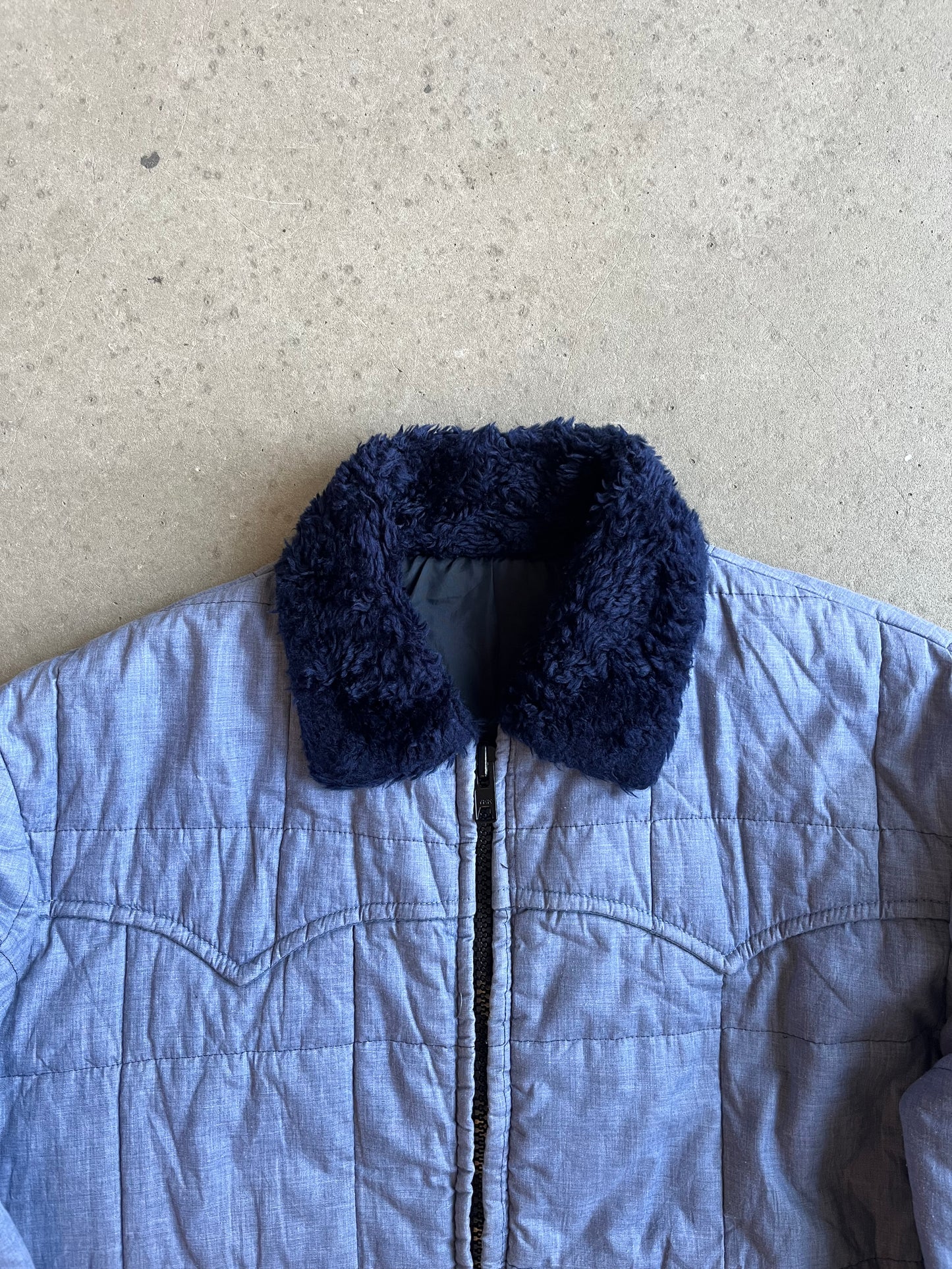 Vintage Checkered Workwear Jacket Blue XL