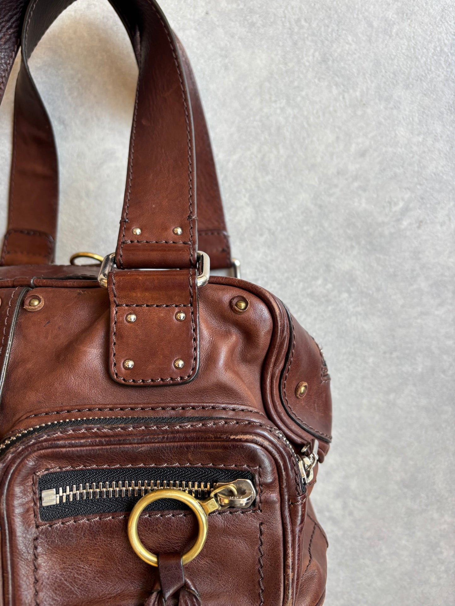 Chloé Paddington Padlock Handbag Brown Leather