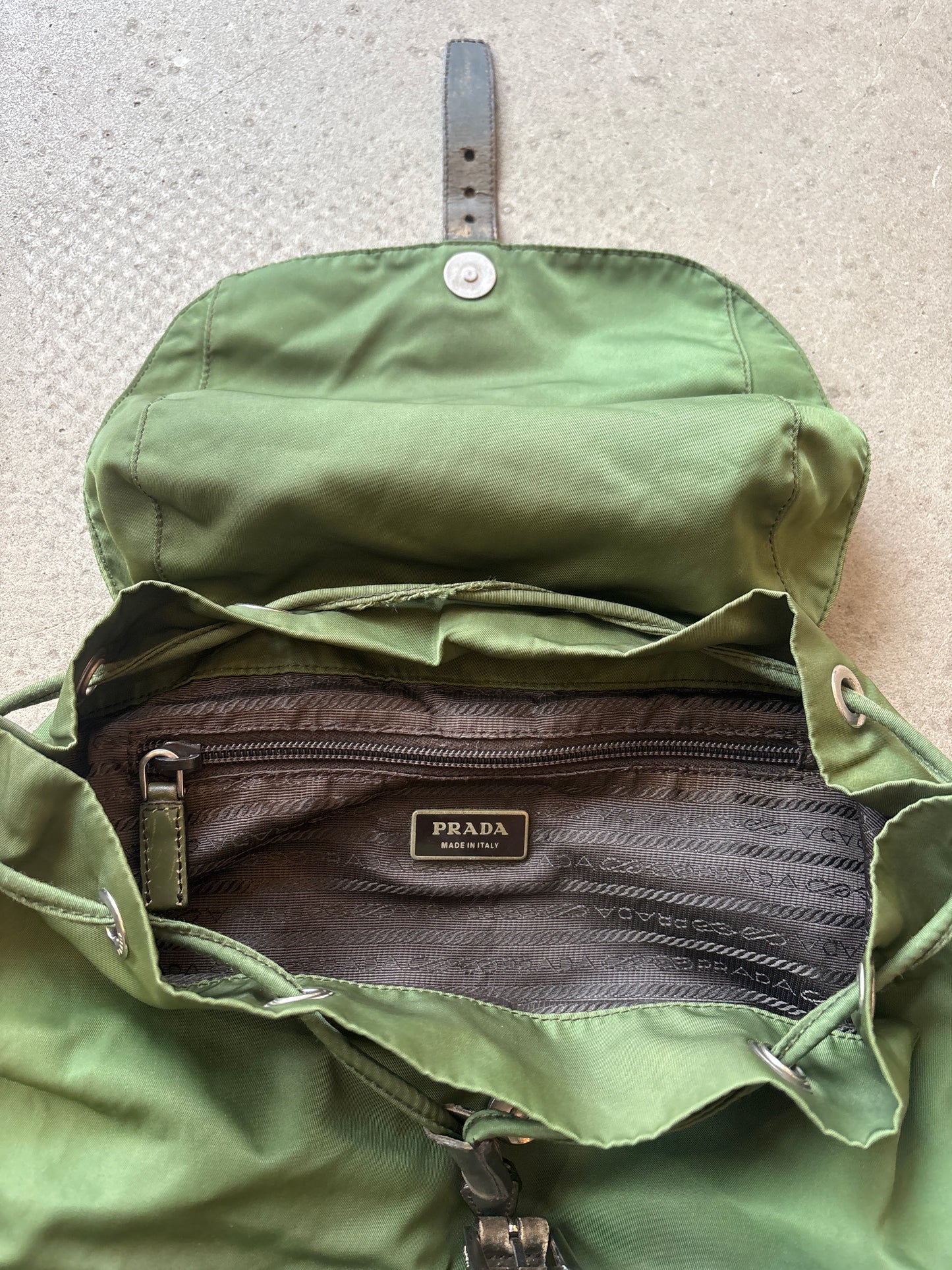 Prada Drawstring Backpack Green