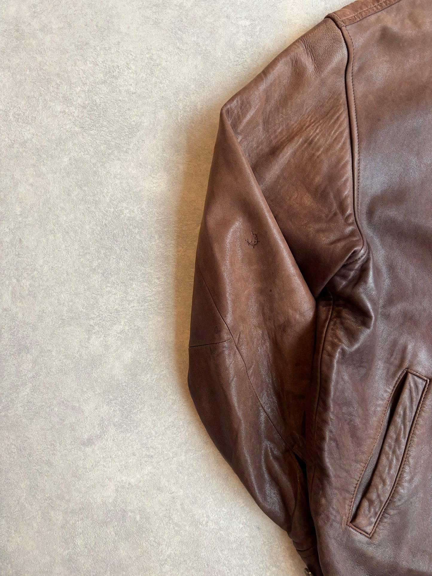 Polo Ralph Lauren Leather Bomber Jacket Brown XL