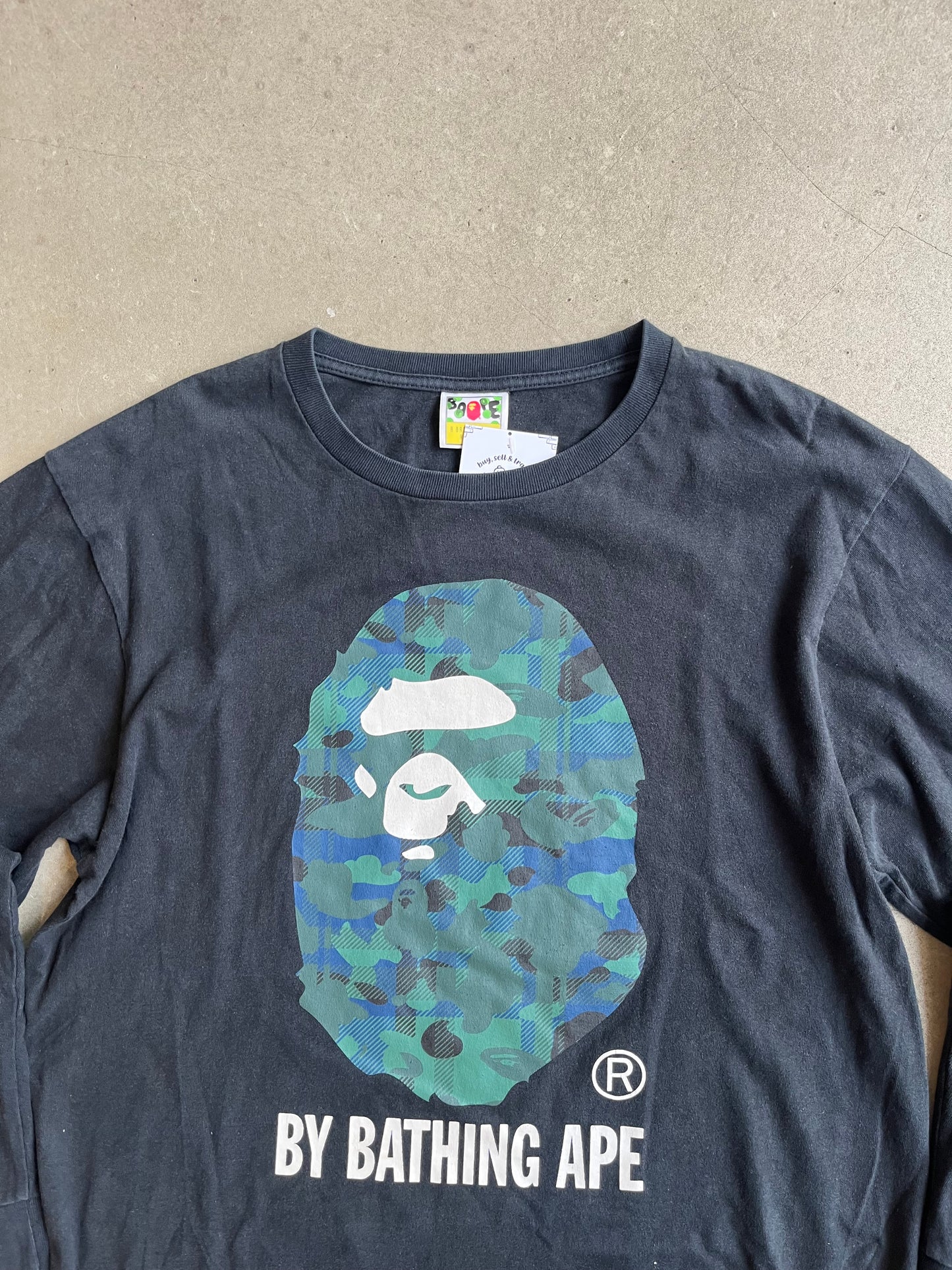 Bape Plaid Camo Longsleeve Tee Black L