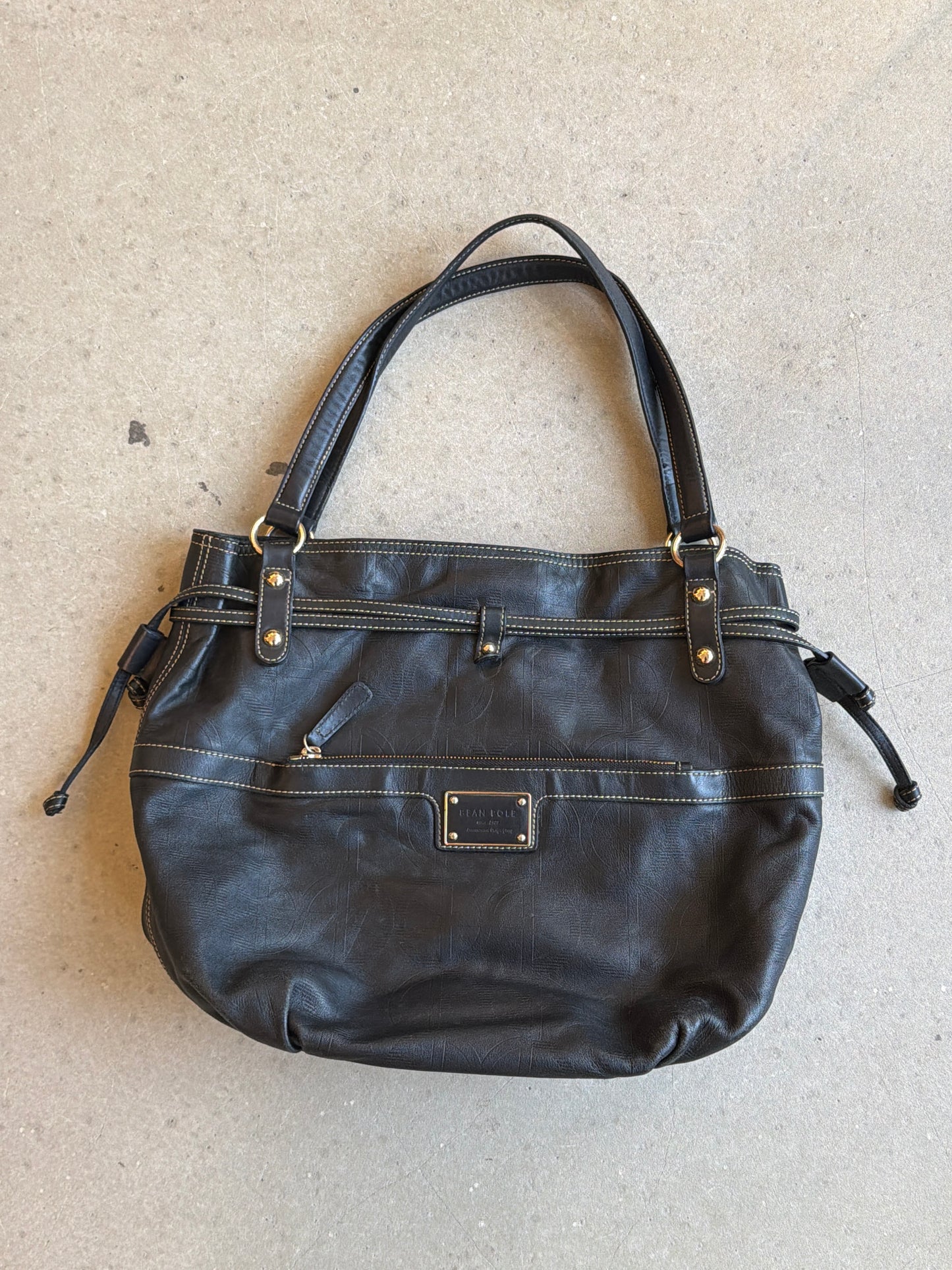 Bean Pole Black Leather Hand Bag