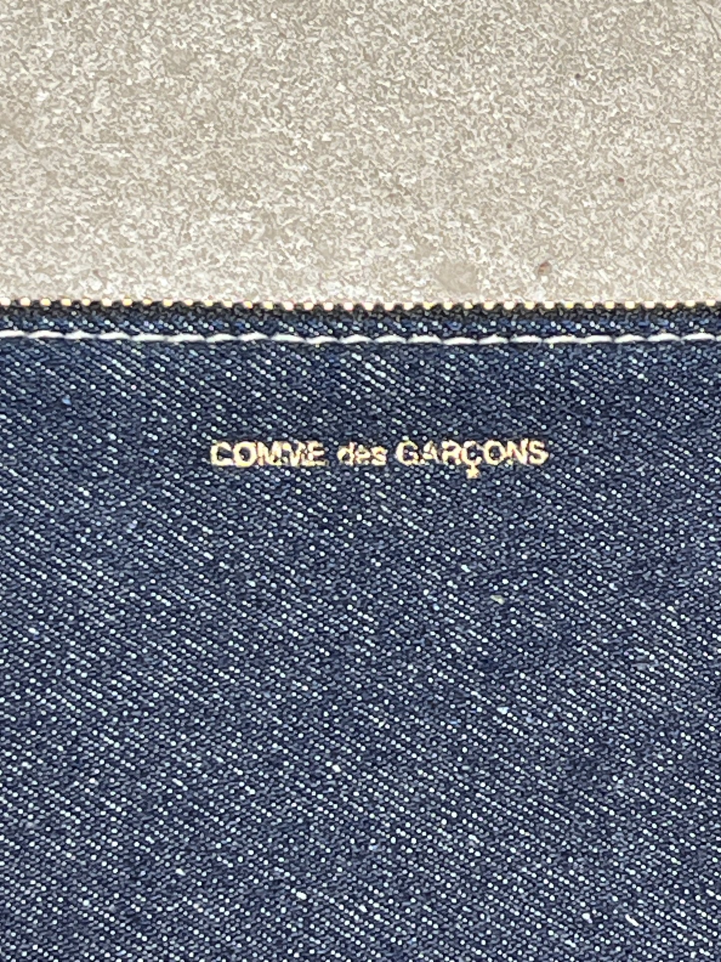 Comme Des Garçons Denim Wallet Logo Print Pouch Blue