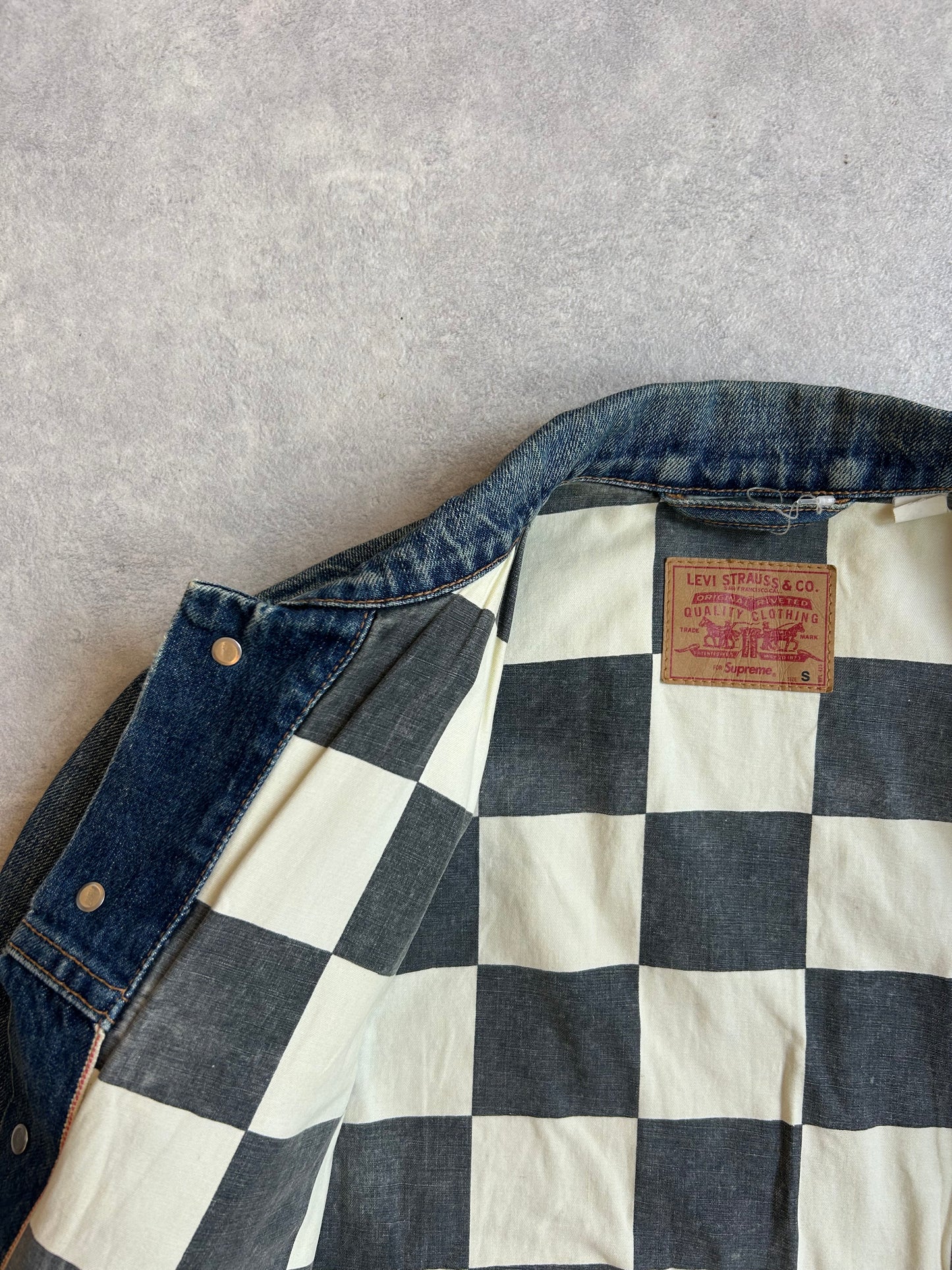 Supreme X Levi's Checkerboard Trucker Denim Jacket S
