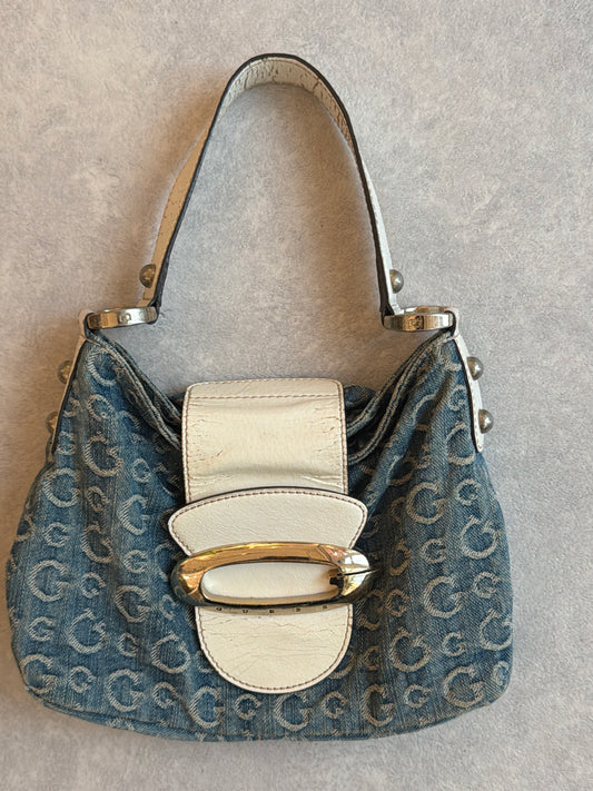 Guess Monogram Blue Denim Bag