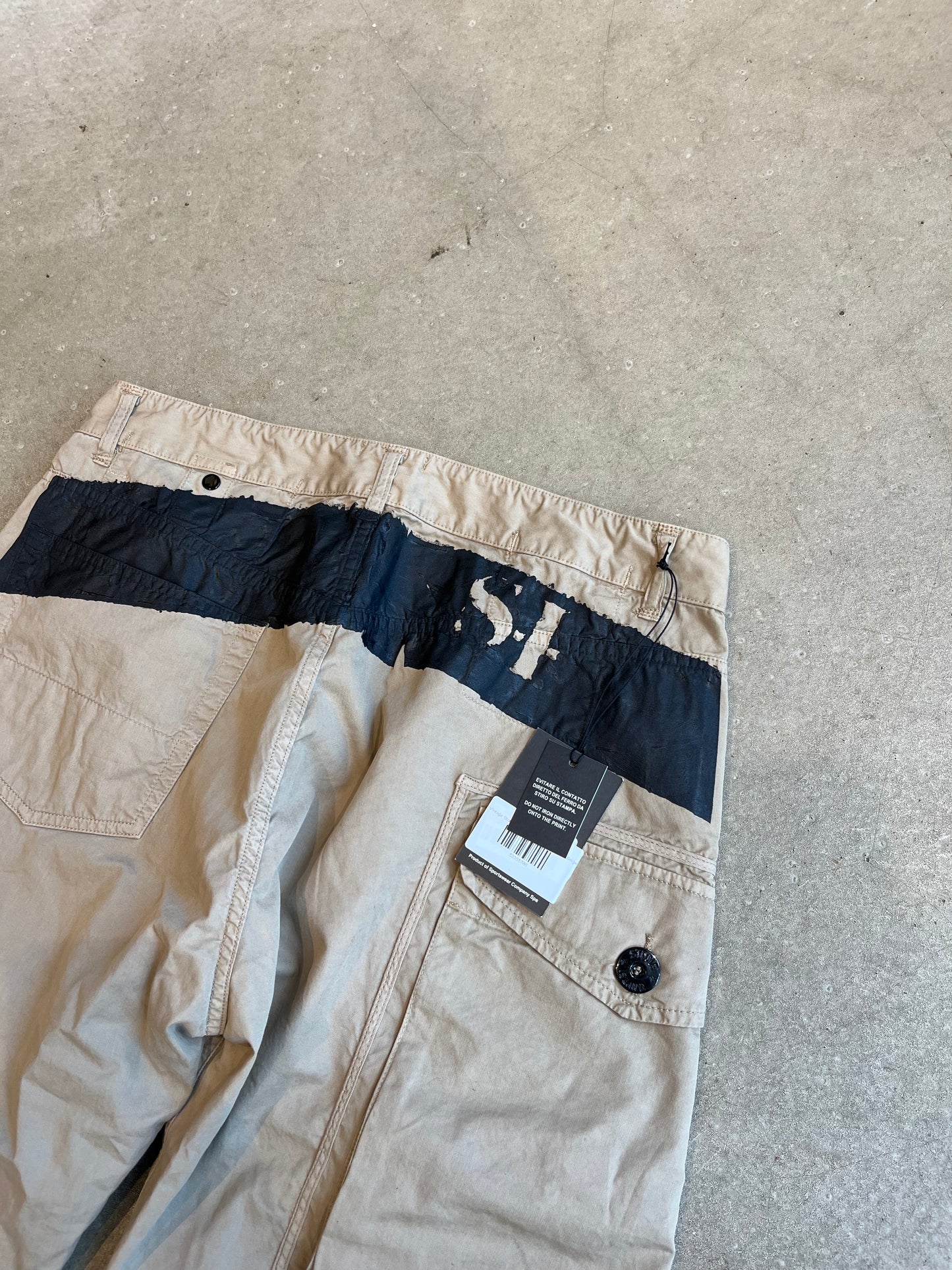 Vintage Stone Island Painted Pants Medium Beige