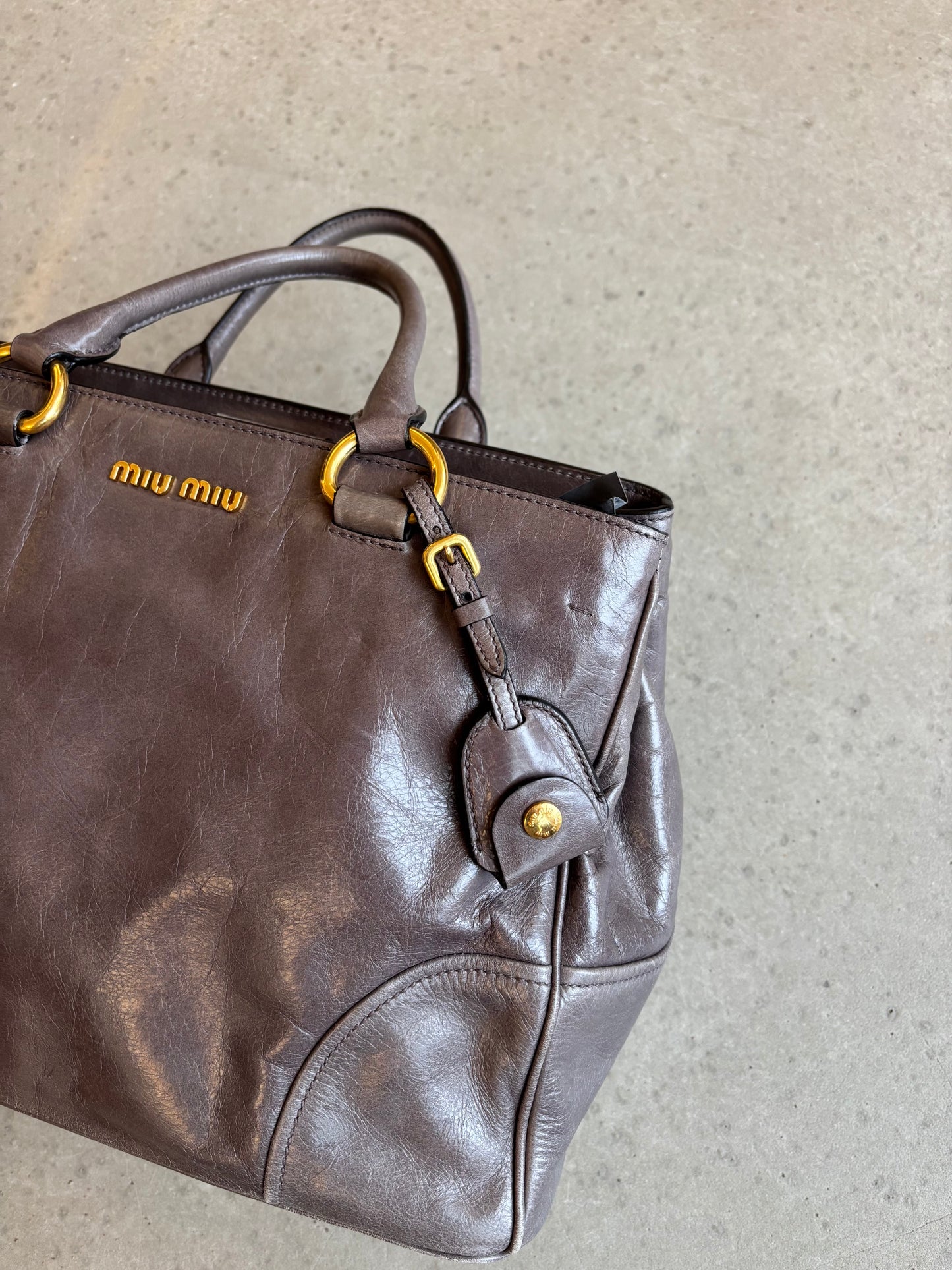 Miu Miu Vitello Leather Shiny Handbag