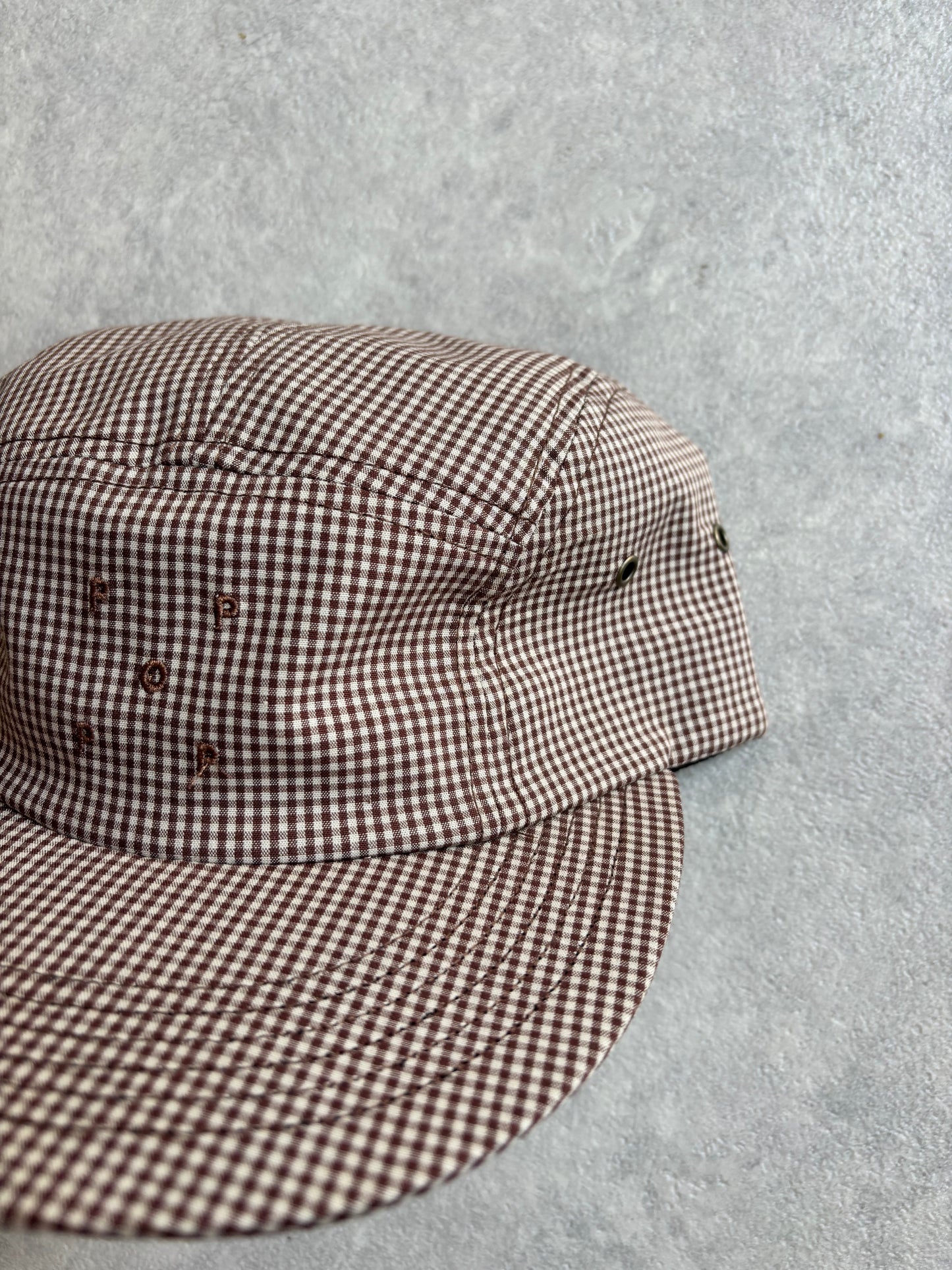 Pop Trading Company Cap Five Panel Checkered Brown