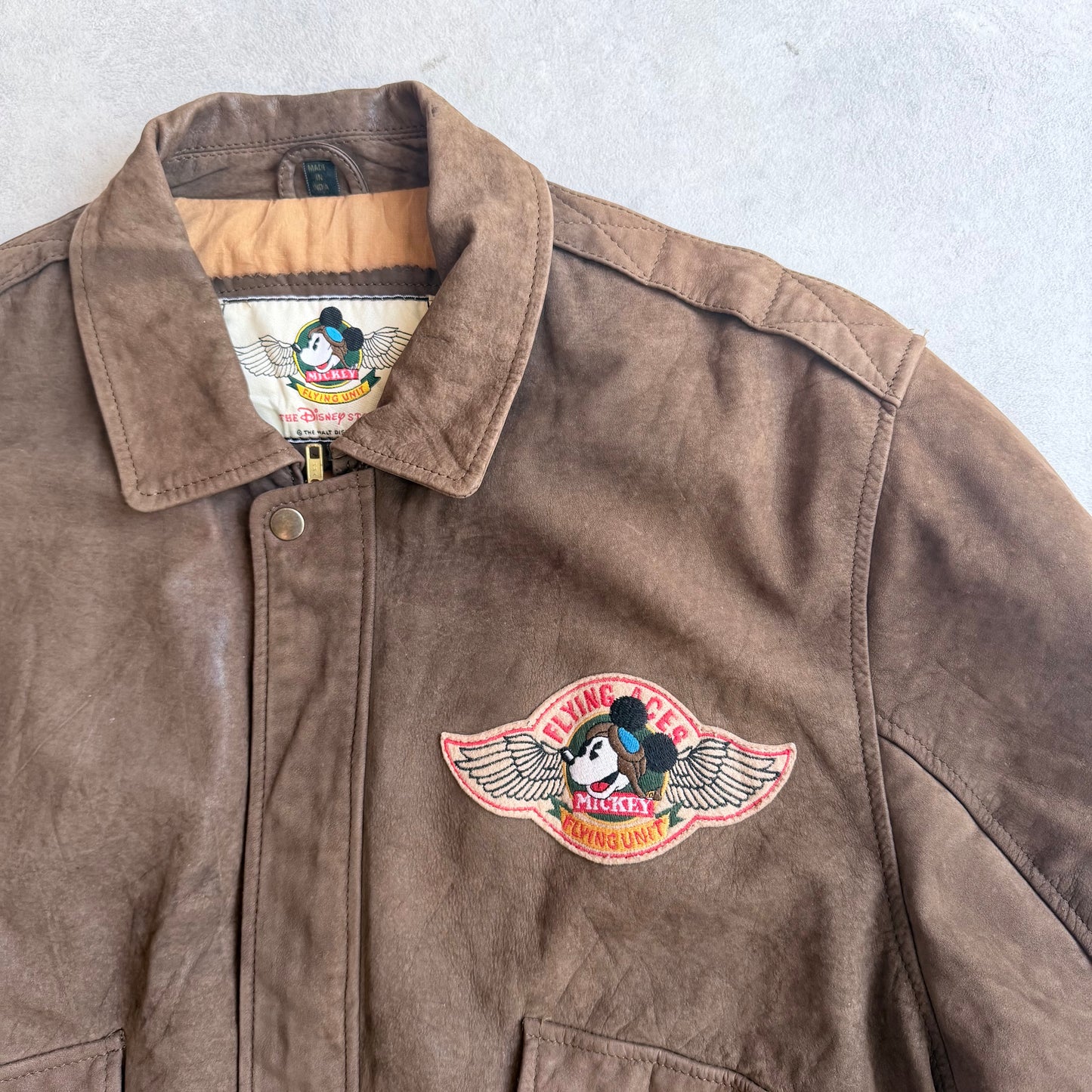 90s Micky Mouse Leather Flight Jacket XL