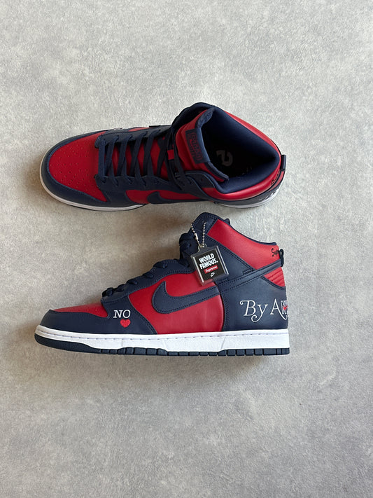 Nike x Supreme Dunk High SB By Any Means 46 Blue/red